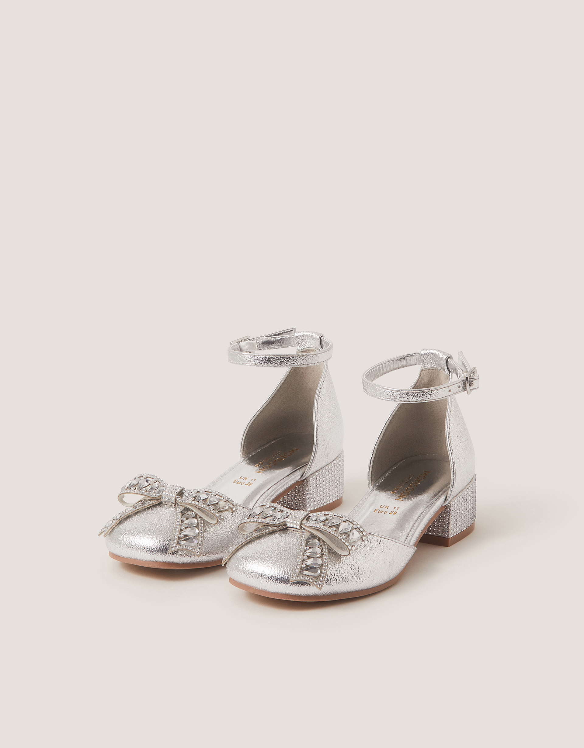 Monsoon Closed-Toe Bow Metallic Heels