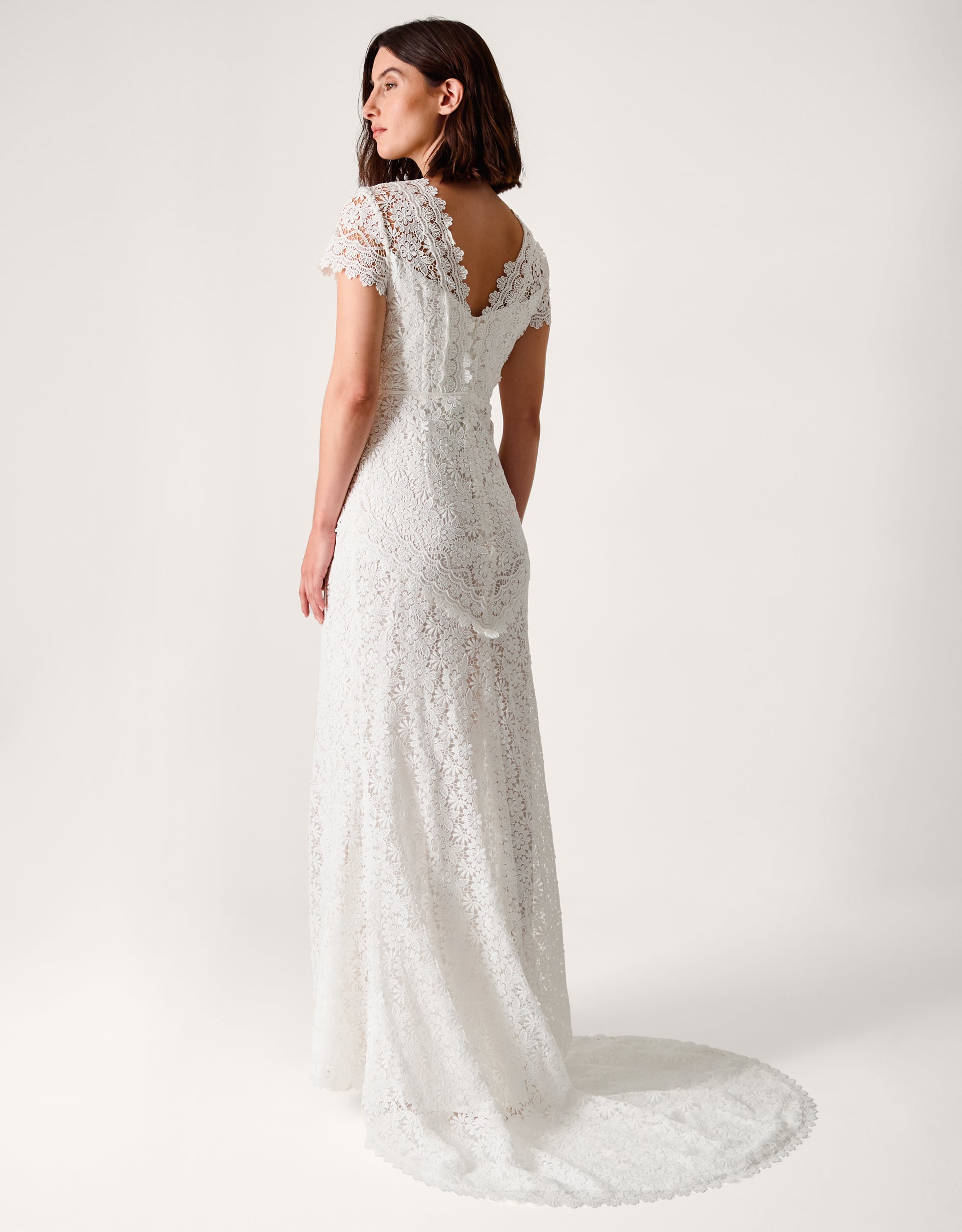 Monsoon Cream Floral Lace Sienna Maxi Wedding Dress, view 4