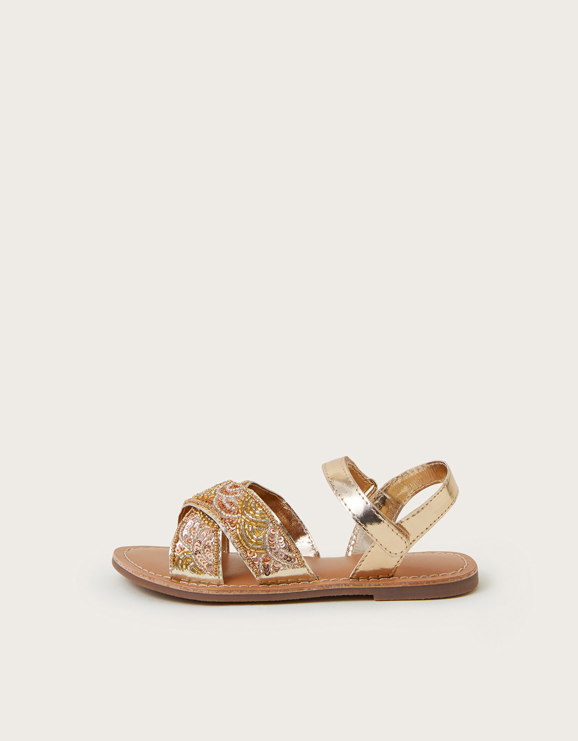 Monsoon Embellished Metallic Sandals, view 2