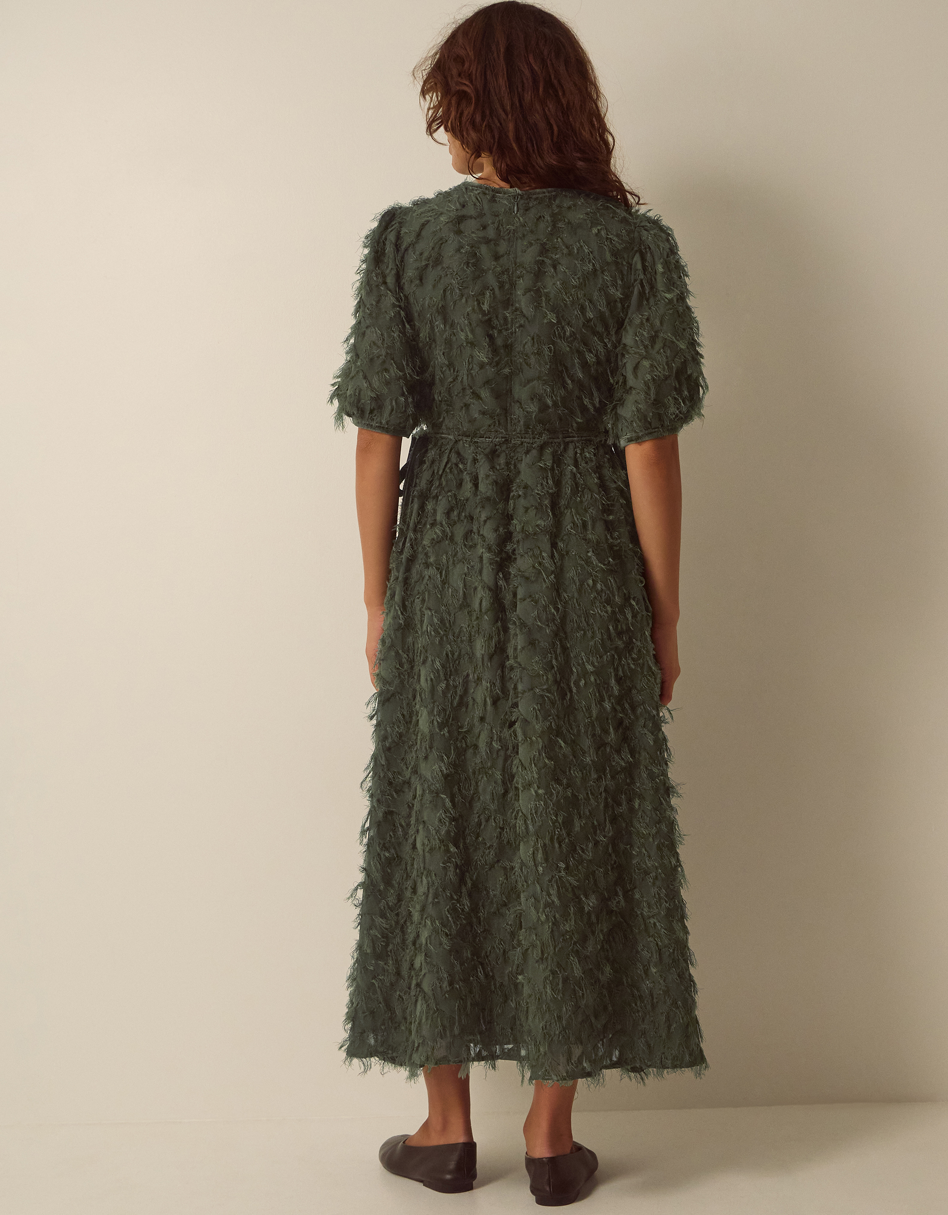Monsoon Felicity Short Sleeve Textured Fringe Midi Dress, view 4
