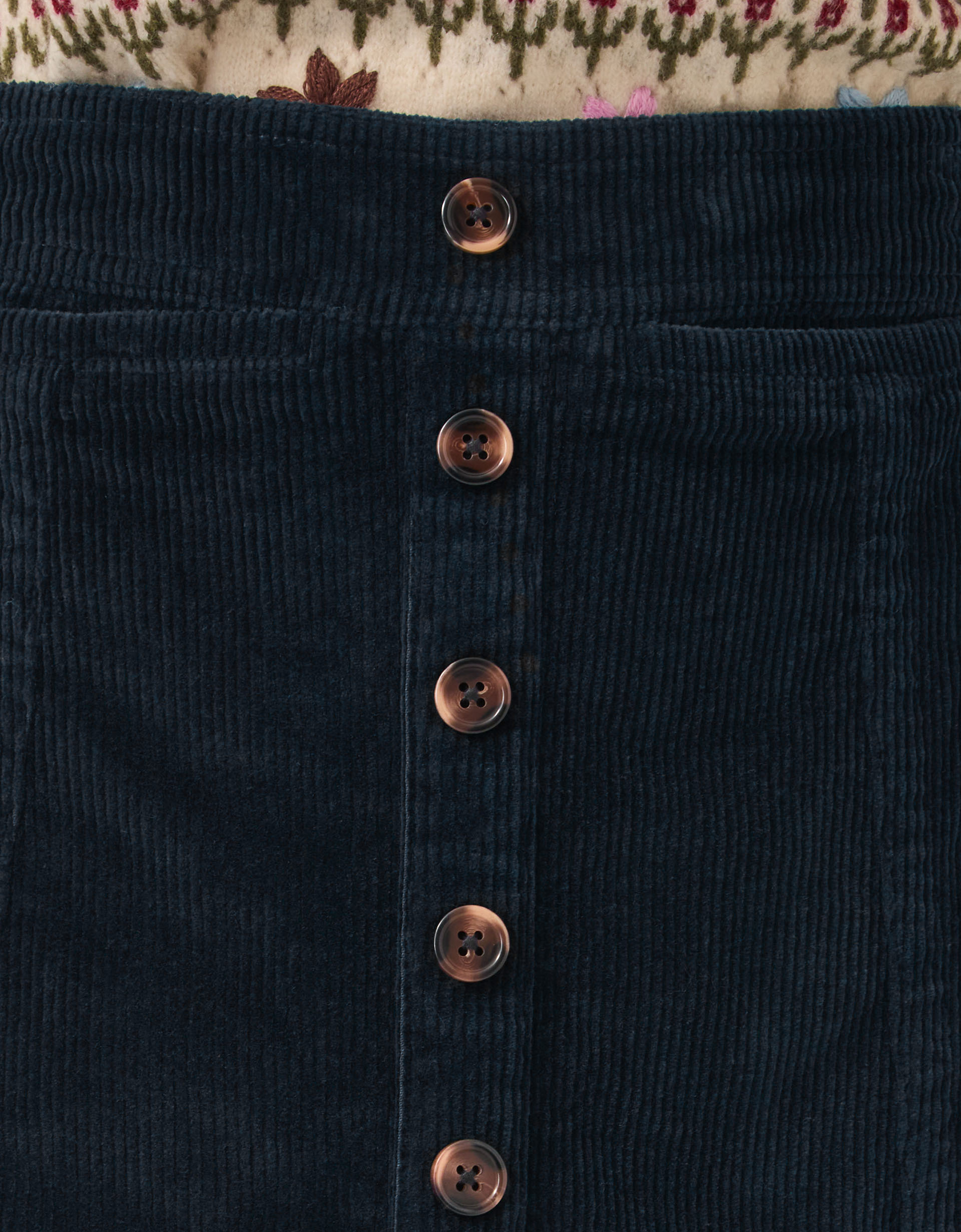 Monsoon Jamie Button Corduroy Midi Skirt, view 2
