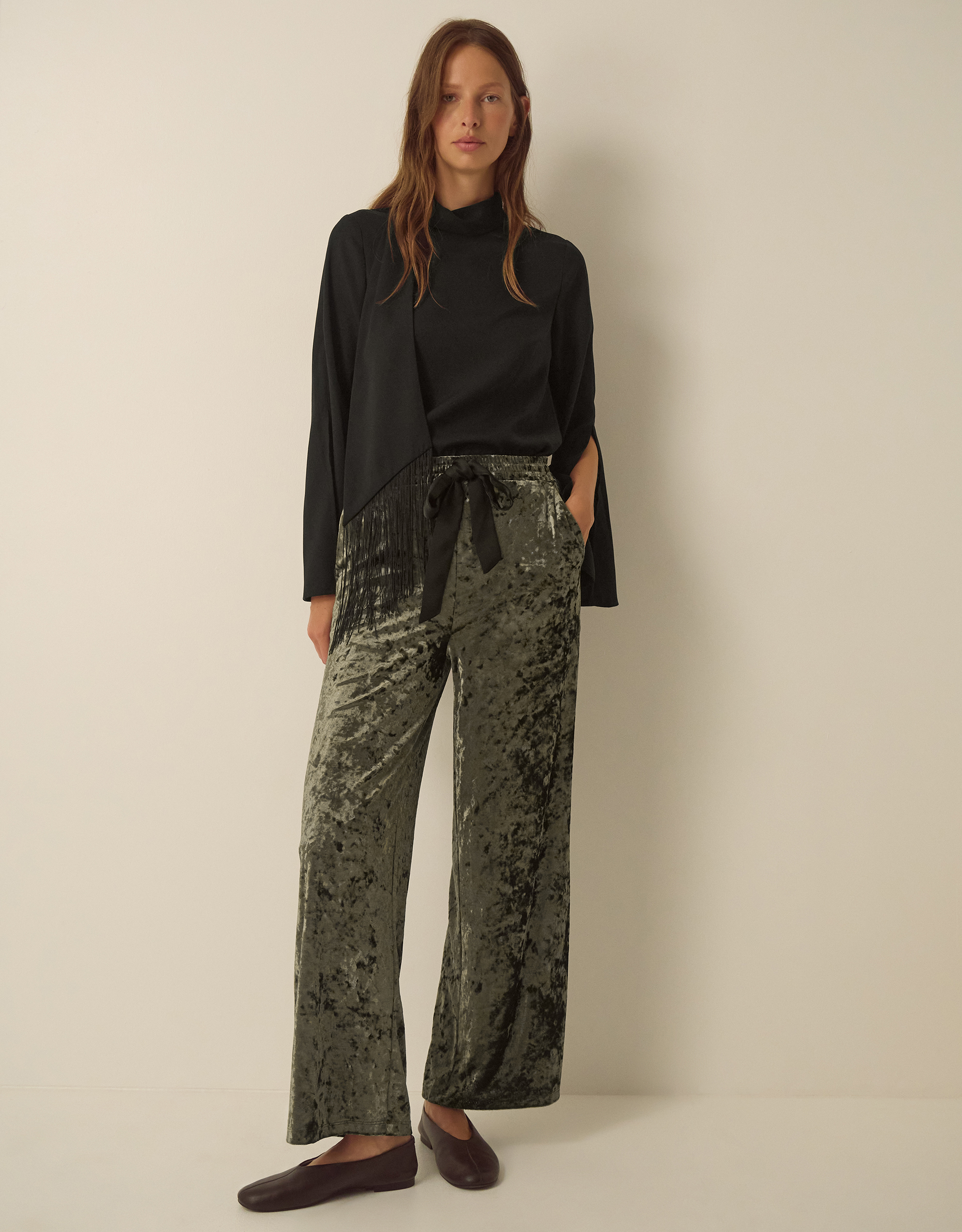 Monsoon Ola Crushed Velvet Wide Leg Joggers