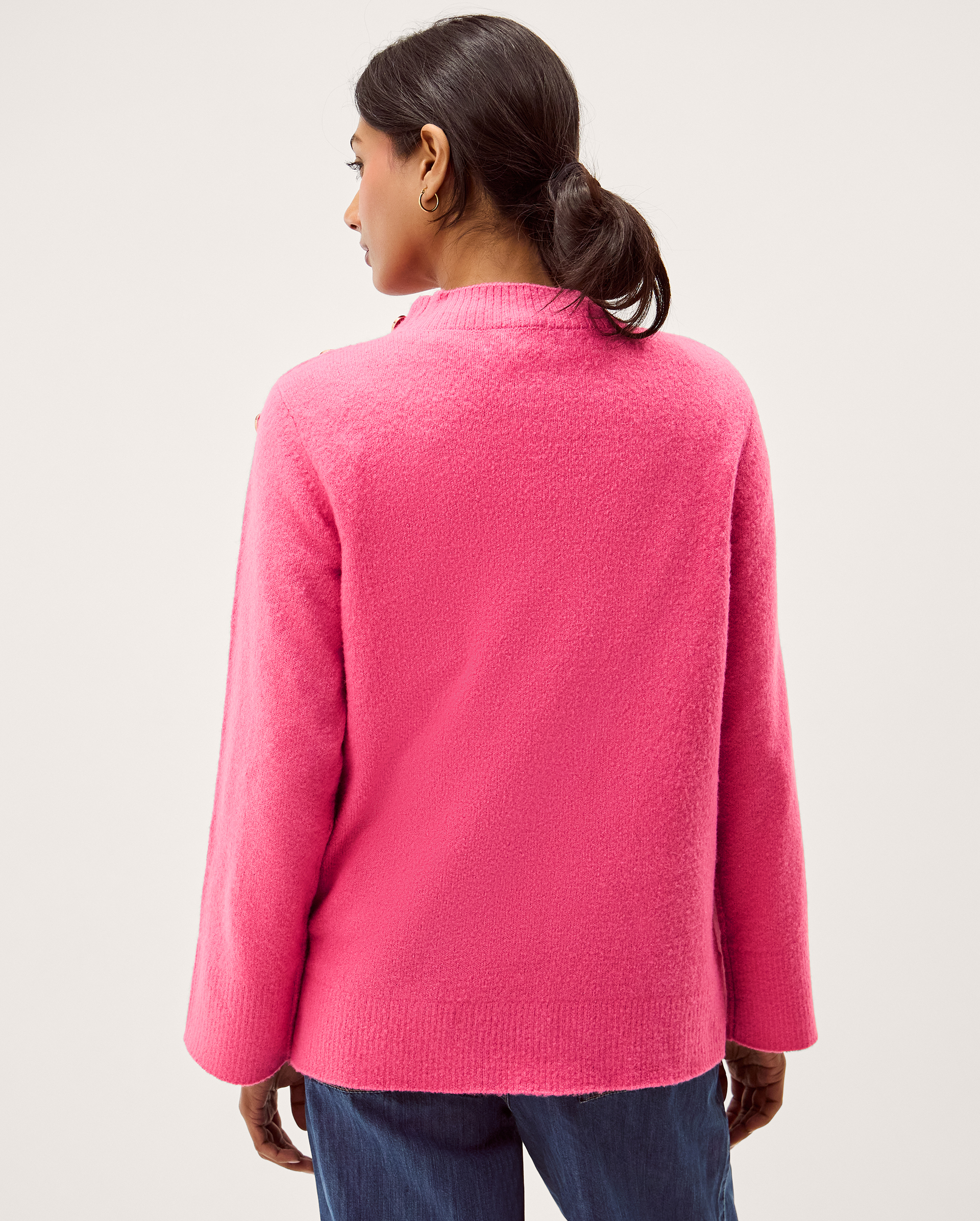 Monsoon Breda Funnel Neck Button Jumper, view 3