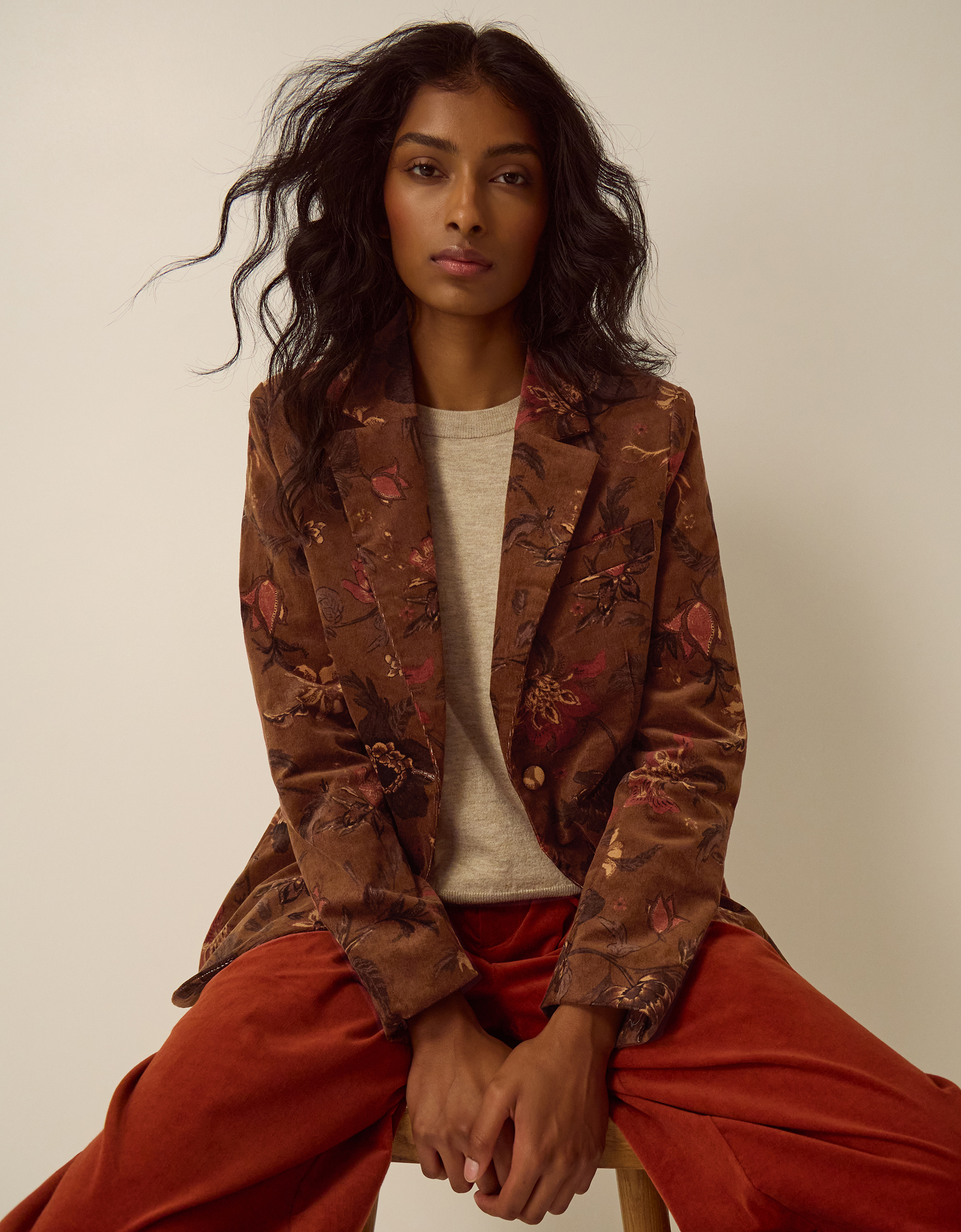 Monsoon Princella Floral Corduroy Blazer