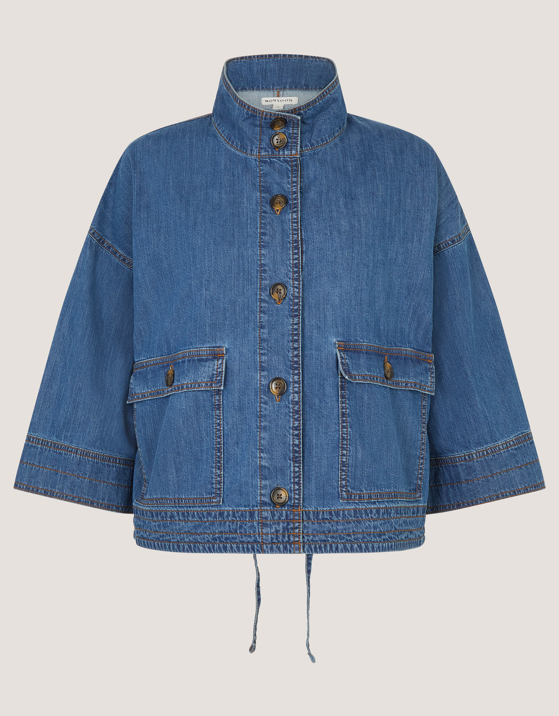 Monsoon Gwen Funnel Neck Denim Jacket, view 6