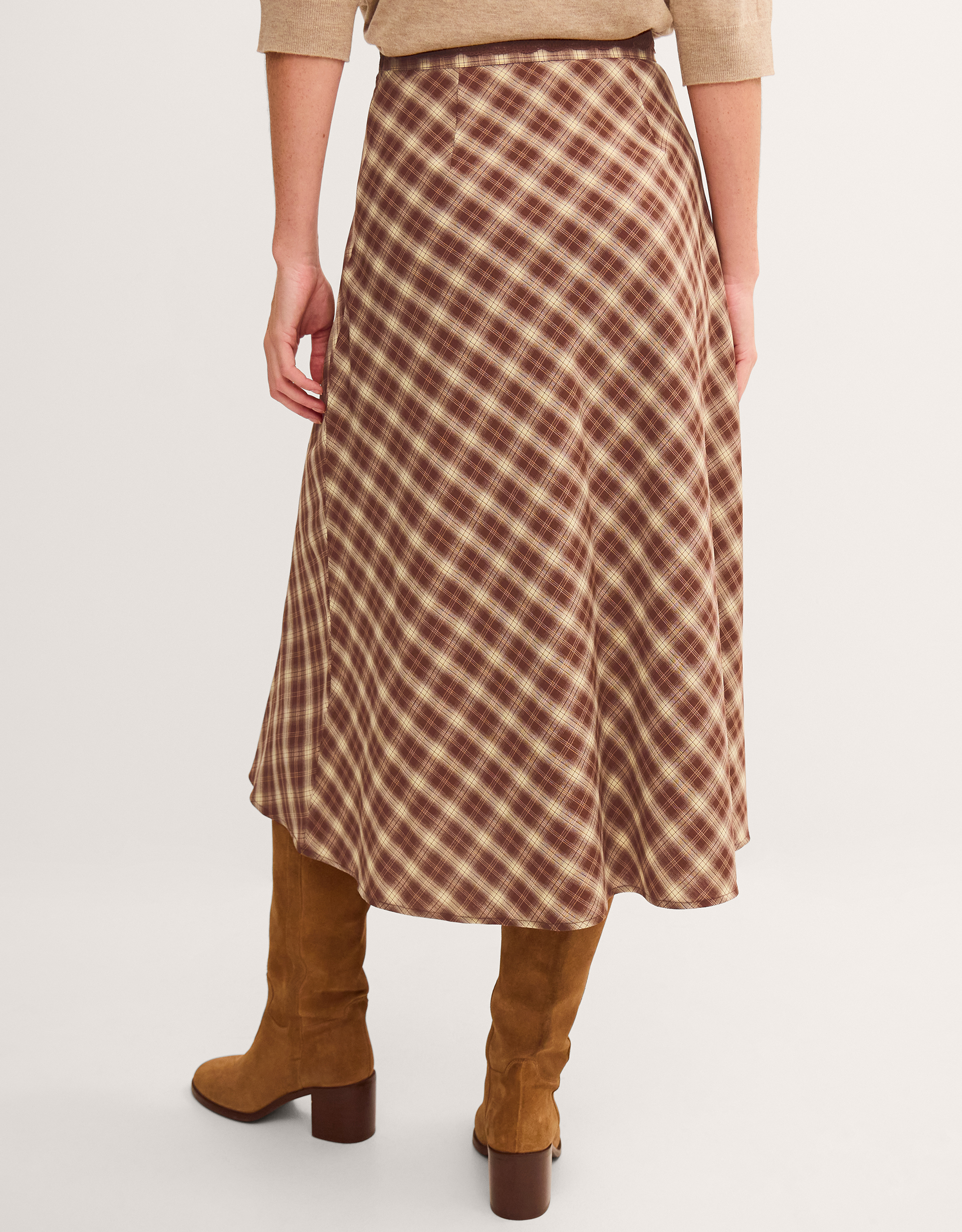 Monsoon Frankie Check Print Midi Skirt, view 3