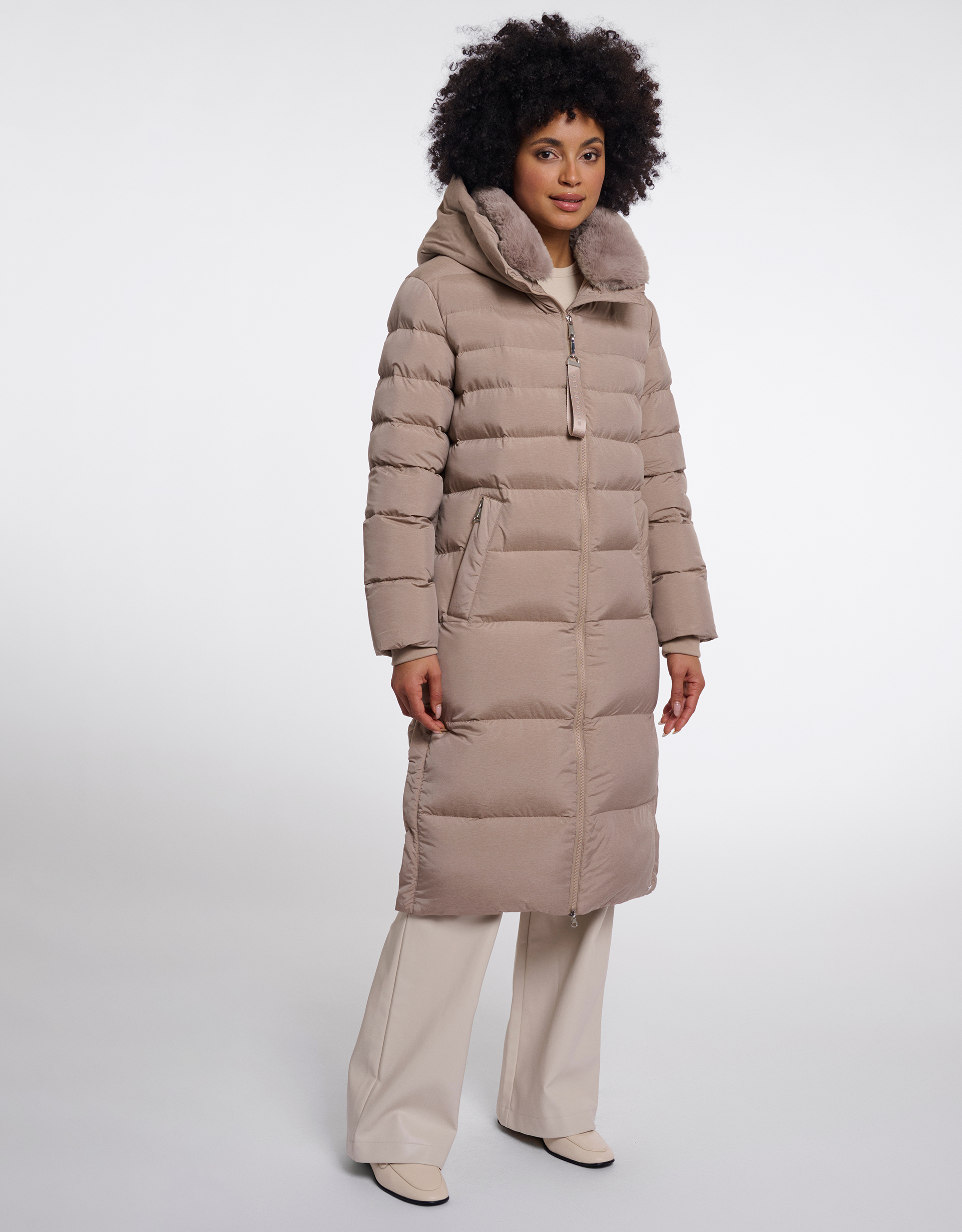 Monsoon Rino & Pelle Hudson Long Padded Coat in Camel