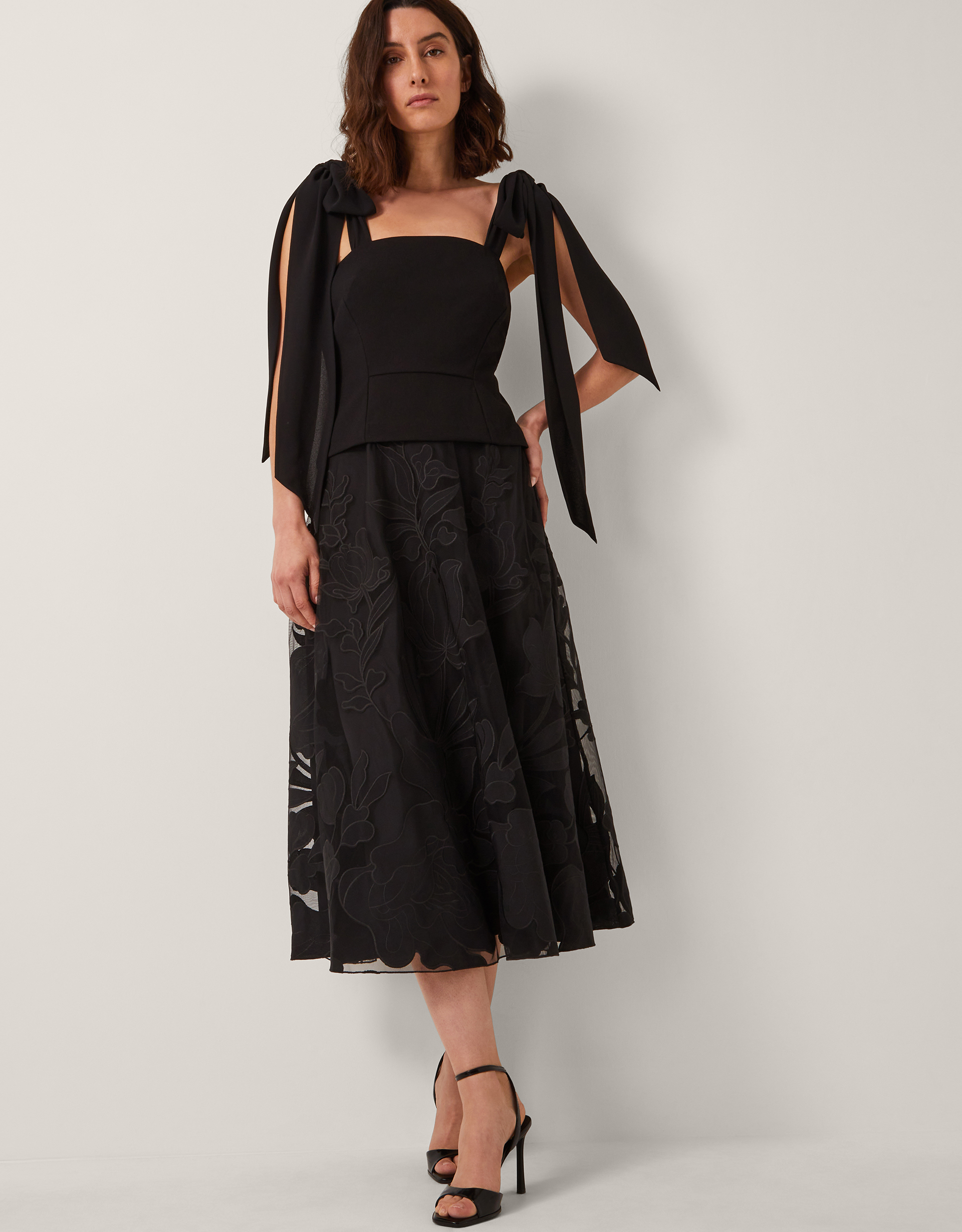 Monsoon Briana Tie Floral Appliqué Midi Dress, view 4