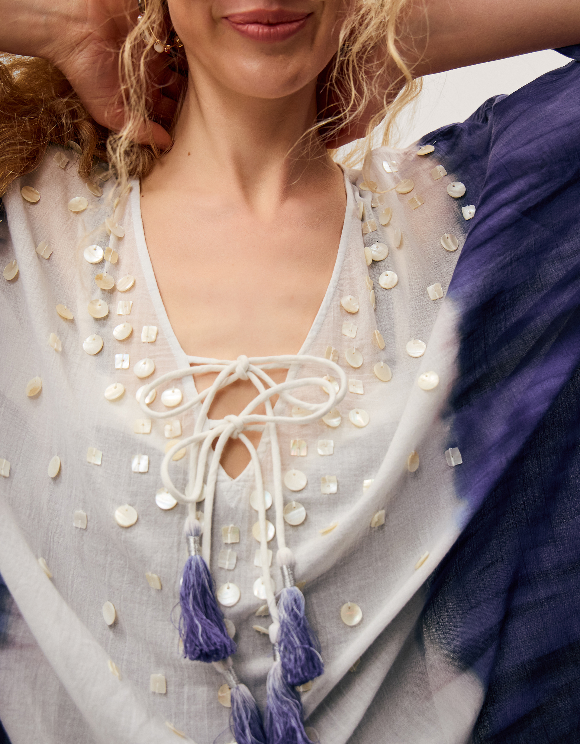 Monsoon Elise Embellished Dip Dye Midi Kaftan, view 2