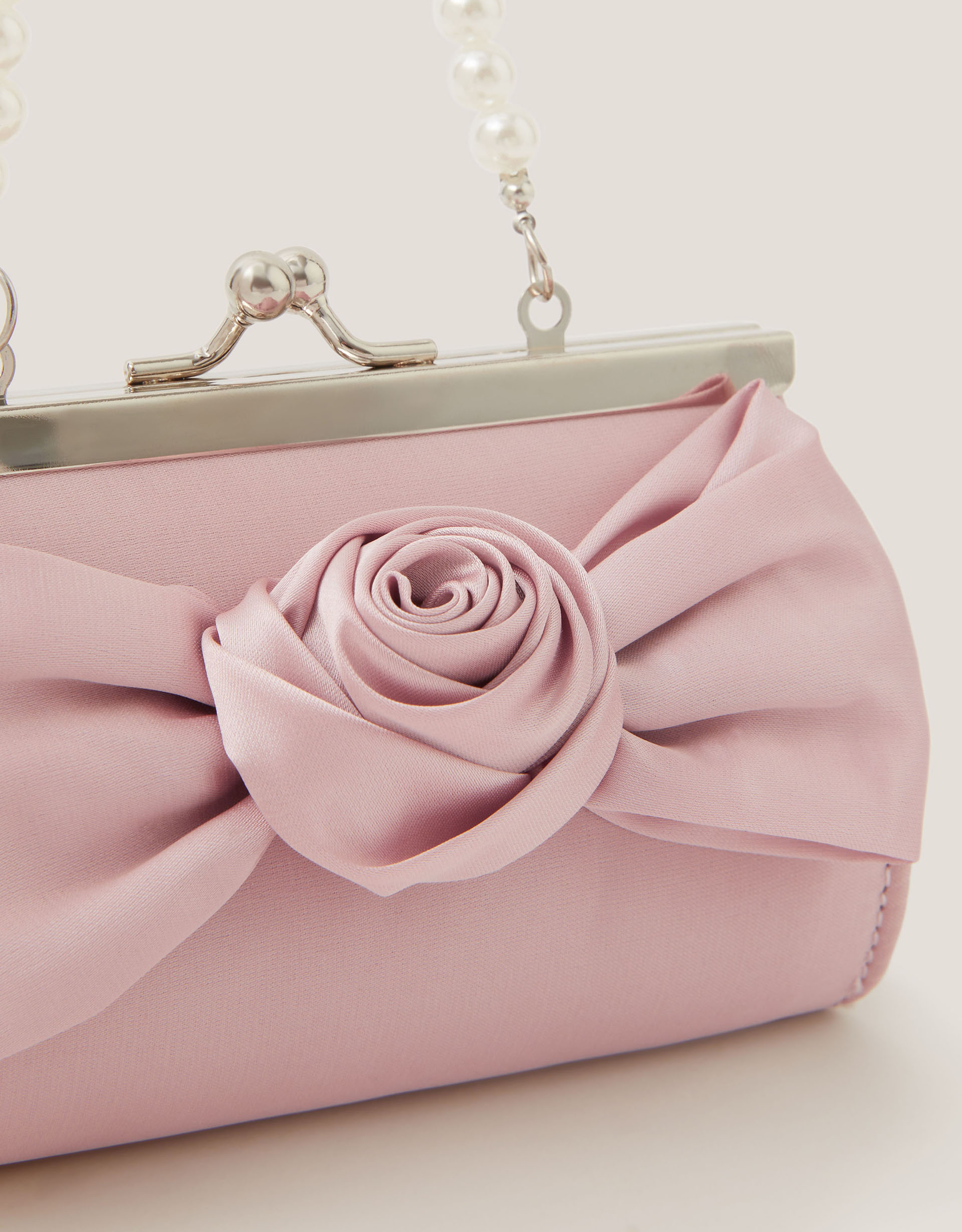 Monsoon Satin Rose Bow Mini Bag in Pink, view 3