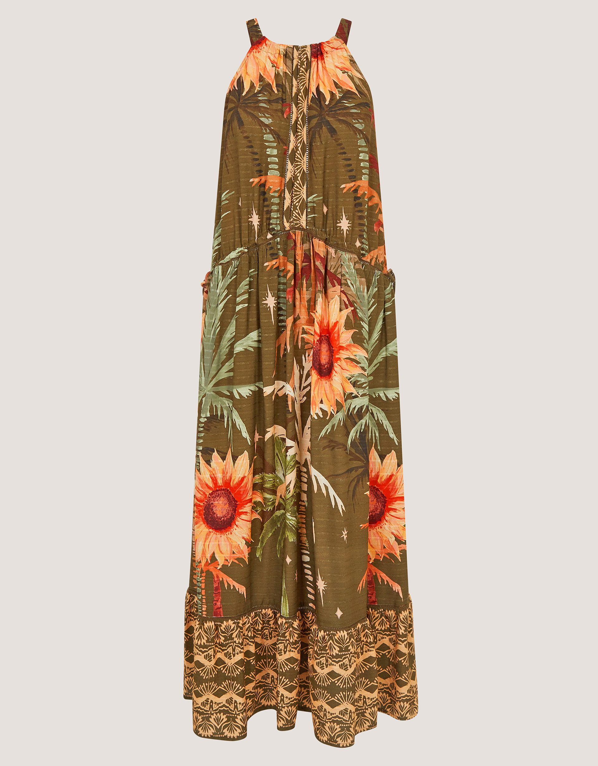 Monsoon Fallon Sleeveless Tropical Print Midi Dress, view 5