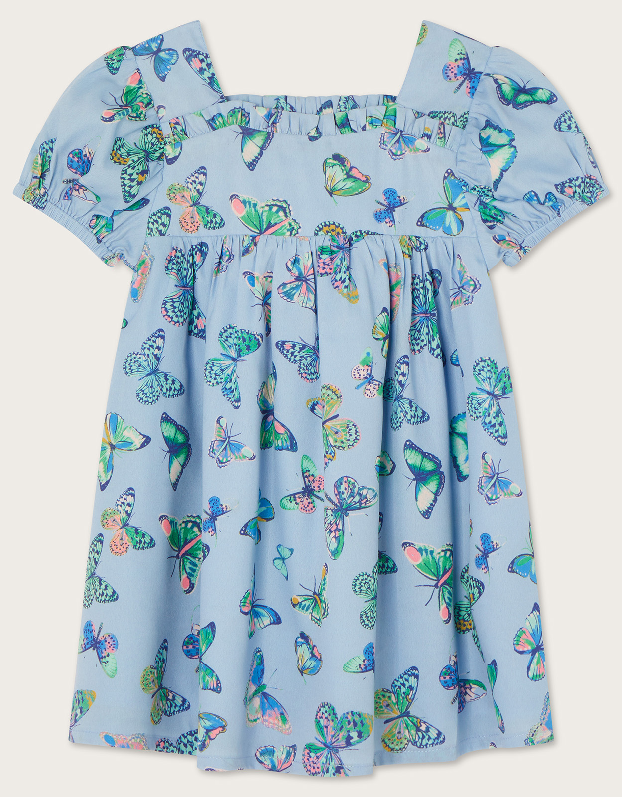 Baby Butterfly Puff Sleeve Dress Blue