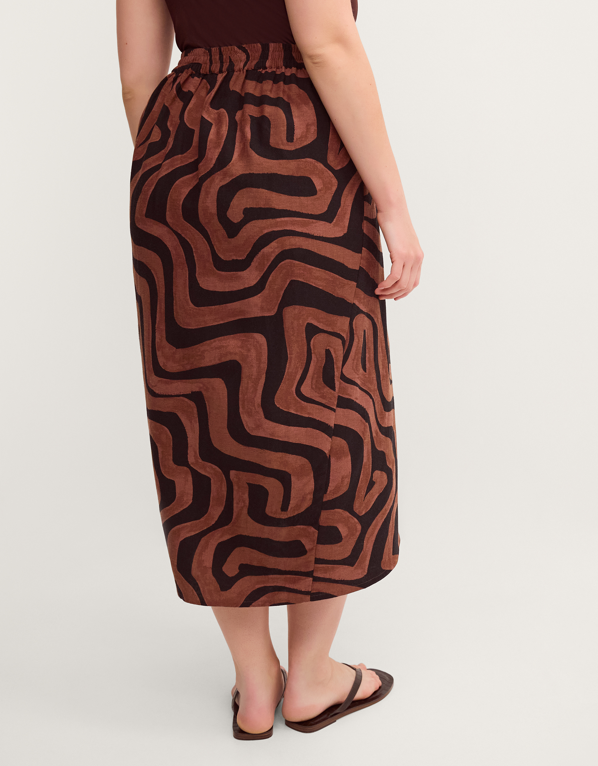 Monsoon Callie Thorpe x Monsoon Wave Print Linen Blend Sarong Skirt, view 3