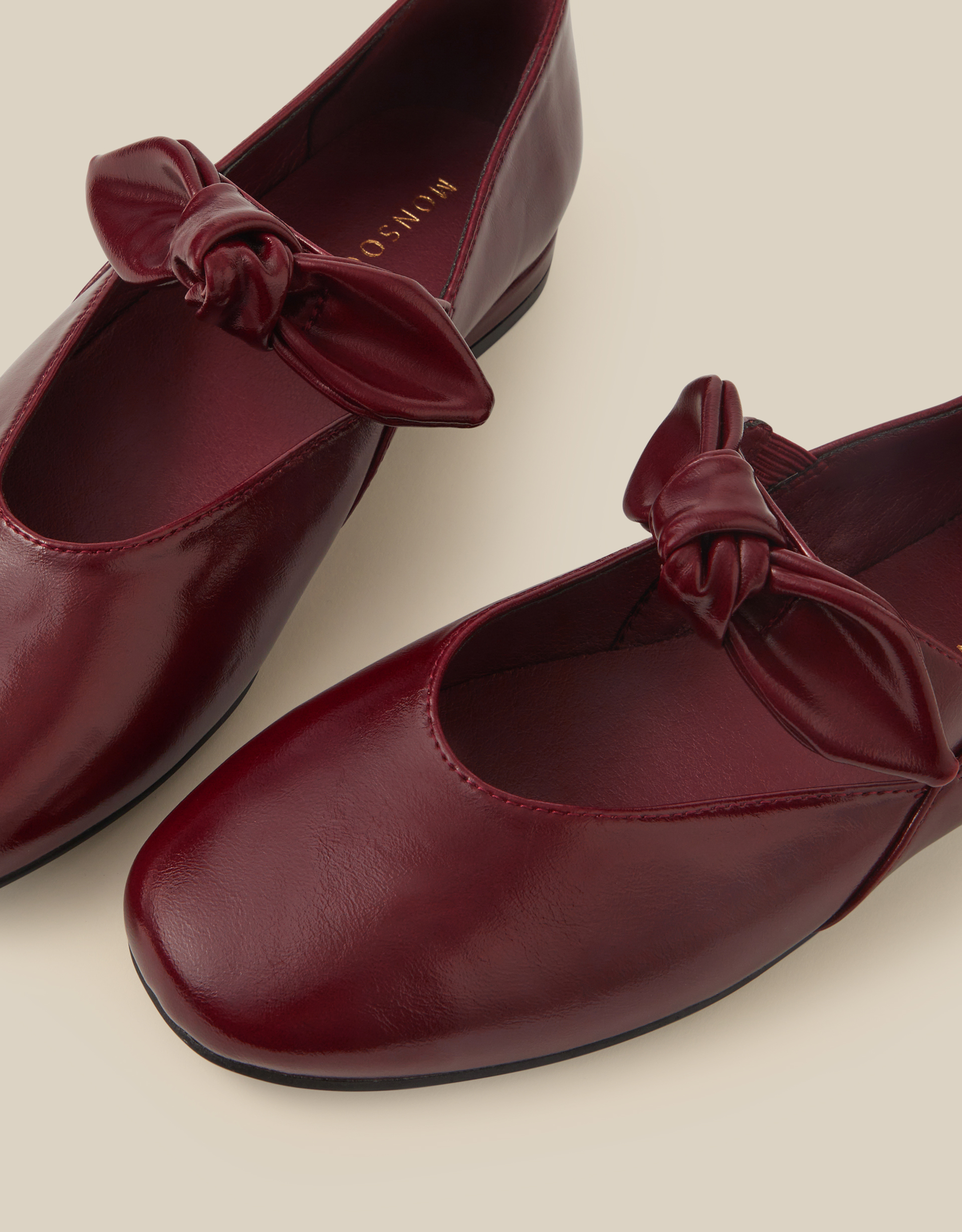 Monsoon Hari Bow Mary Jane Ballet Flats Red, view 3