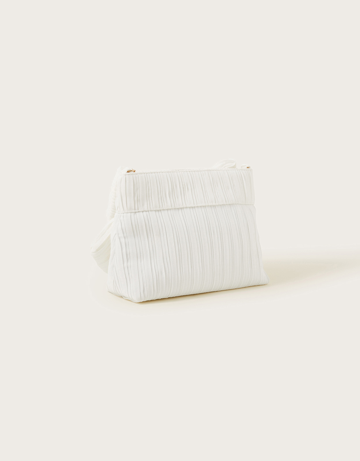 Monsoon White Bow Detail Pleated Bridal Bag, view 4