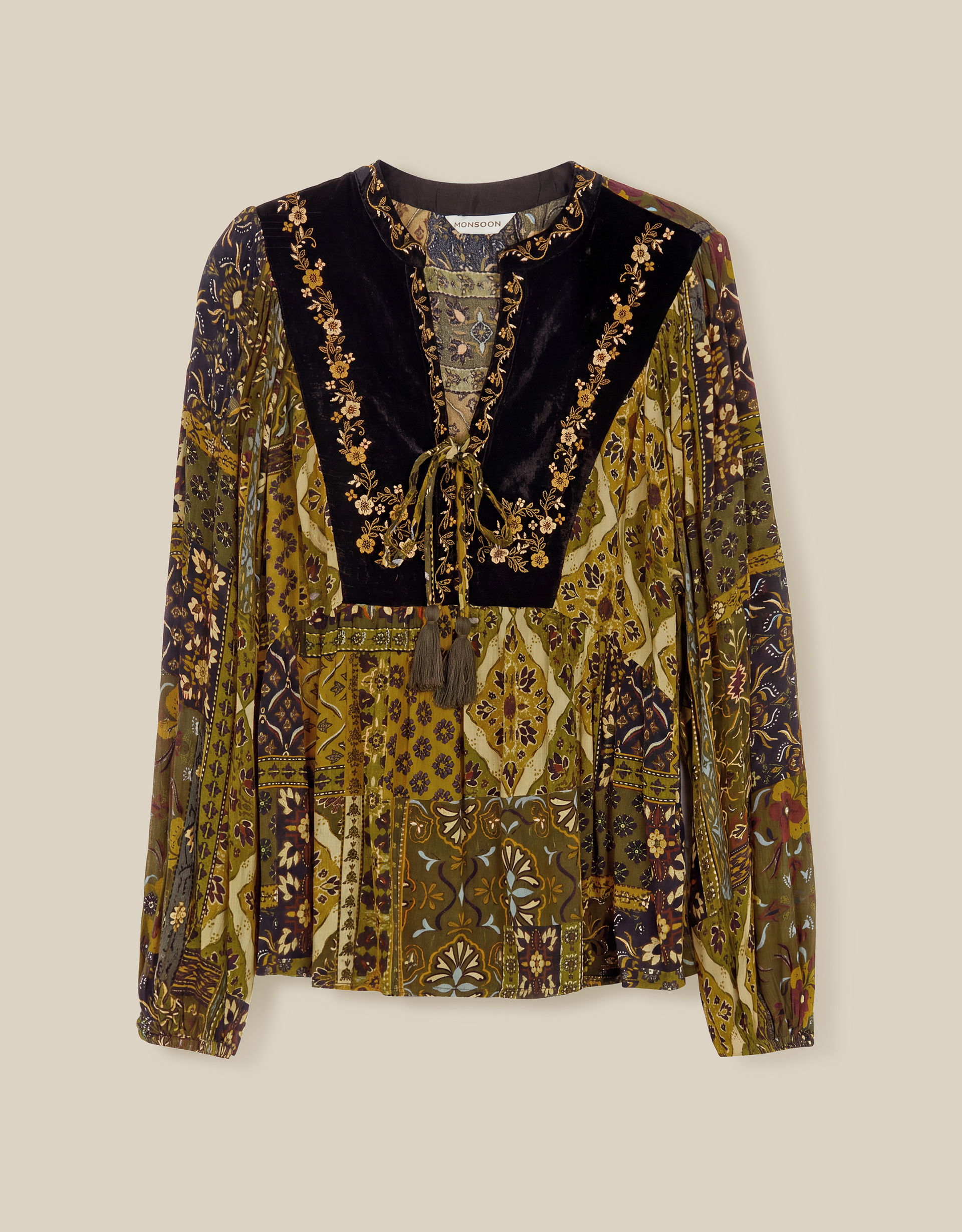 Monsoon Laoise Floral Patchwork Top, view 5