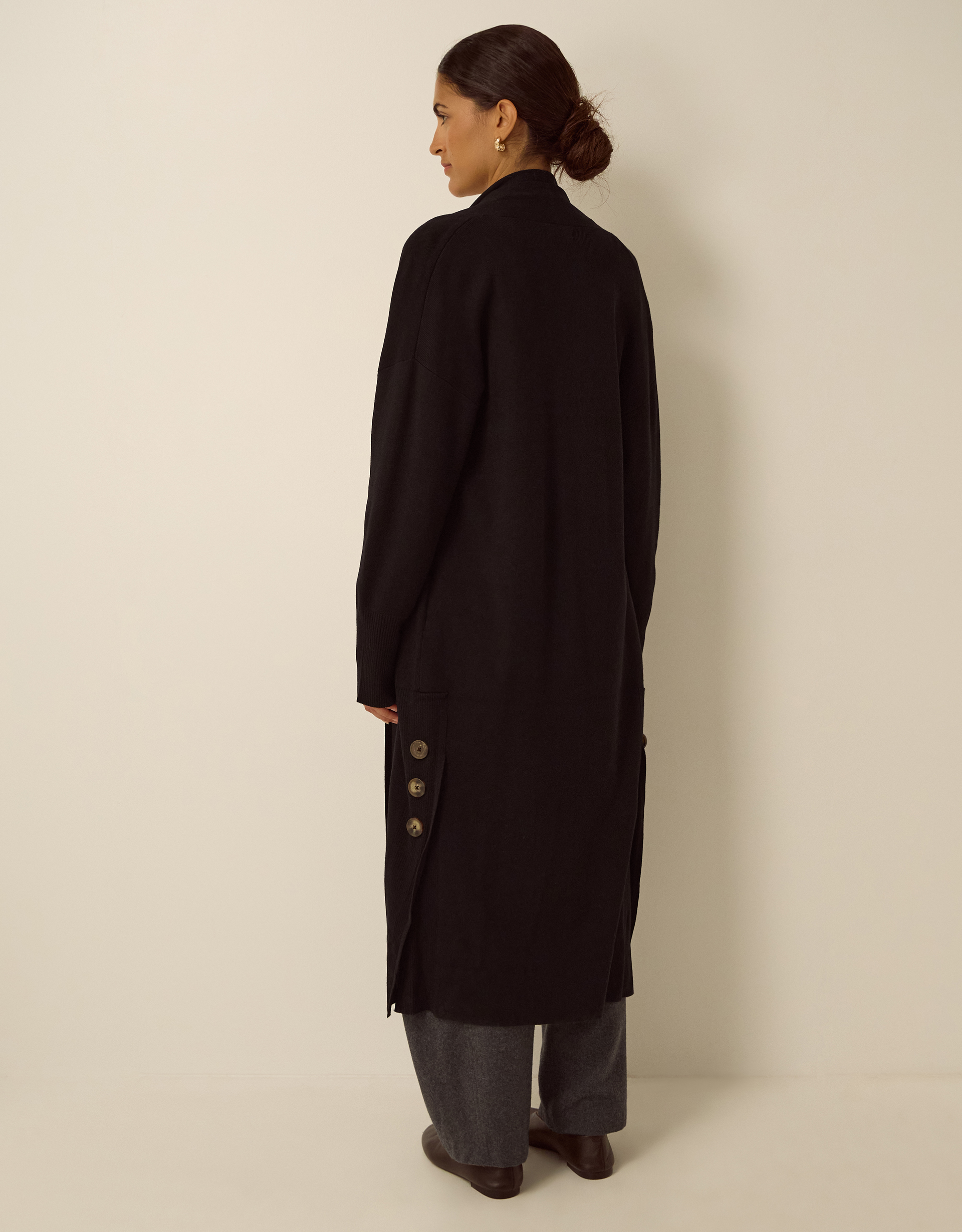 Monsoon Sadie Knit Longline Cardigan in Black, view 3