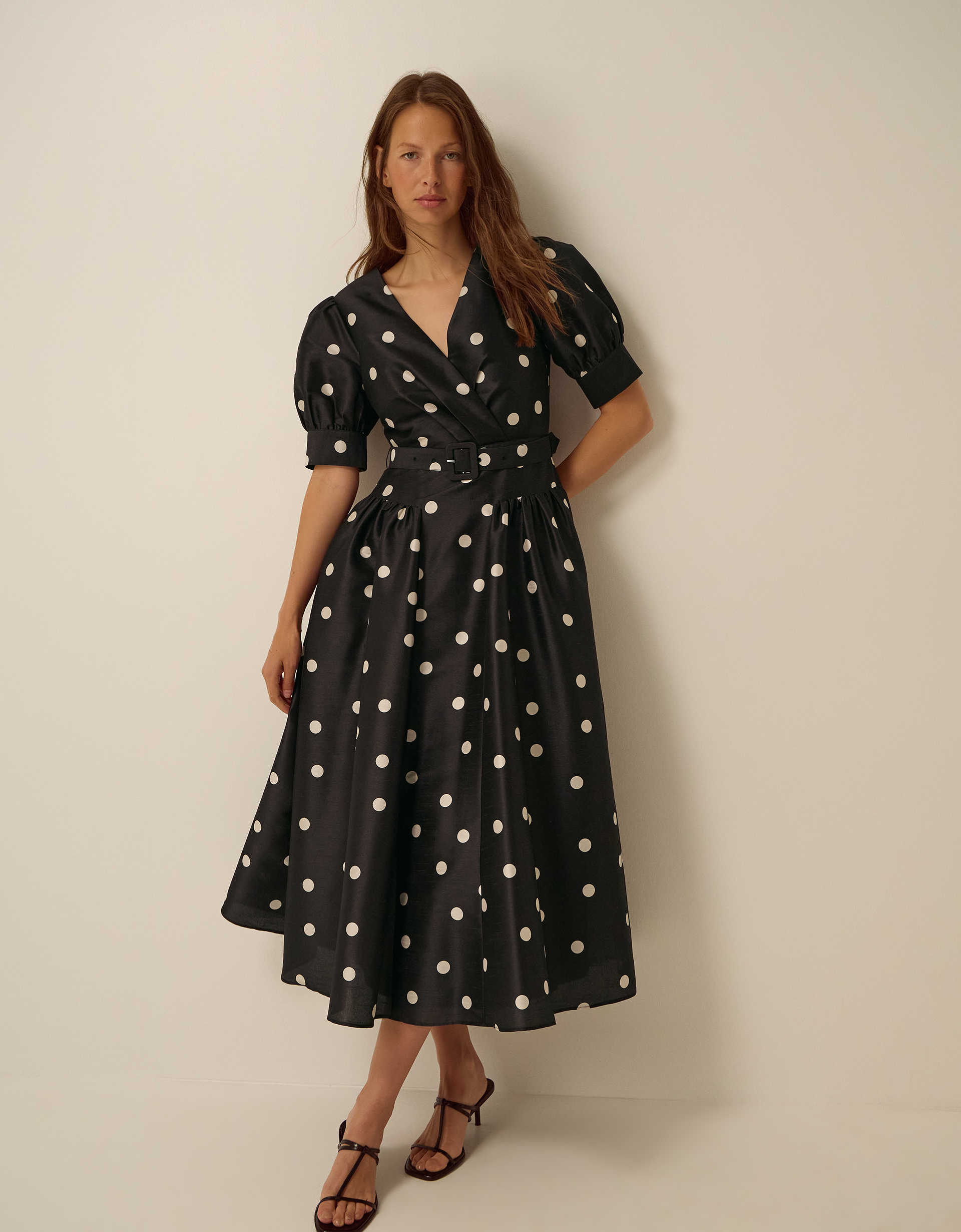 Monsoon Amara Polka Dot Belted Midi Dress, view 2