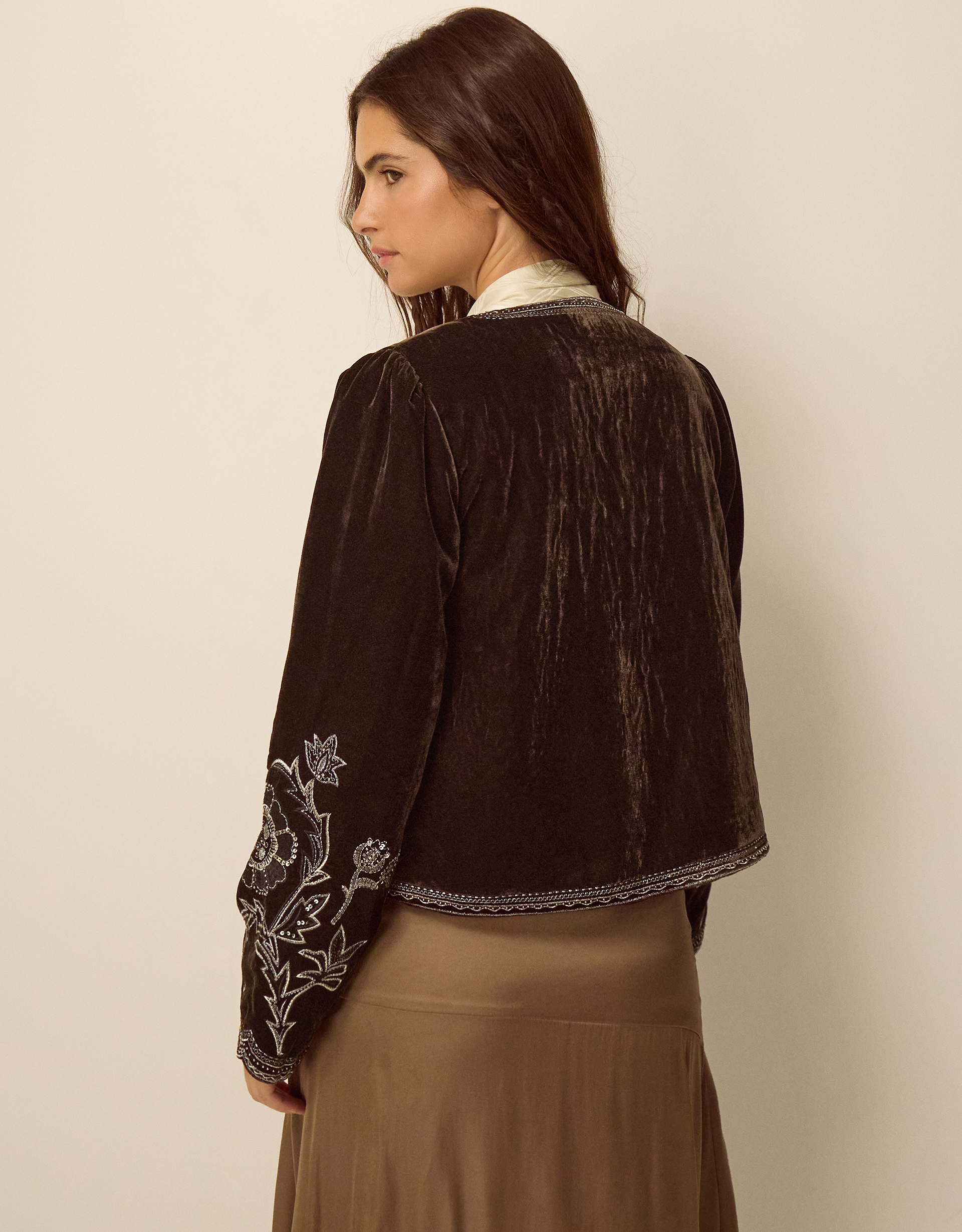Monsoon Julia Embellished Velvet Jacket, view 3