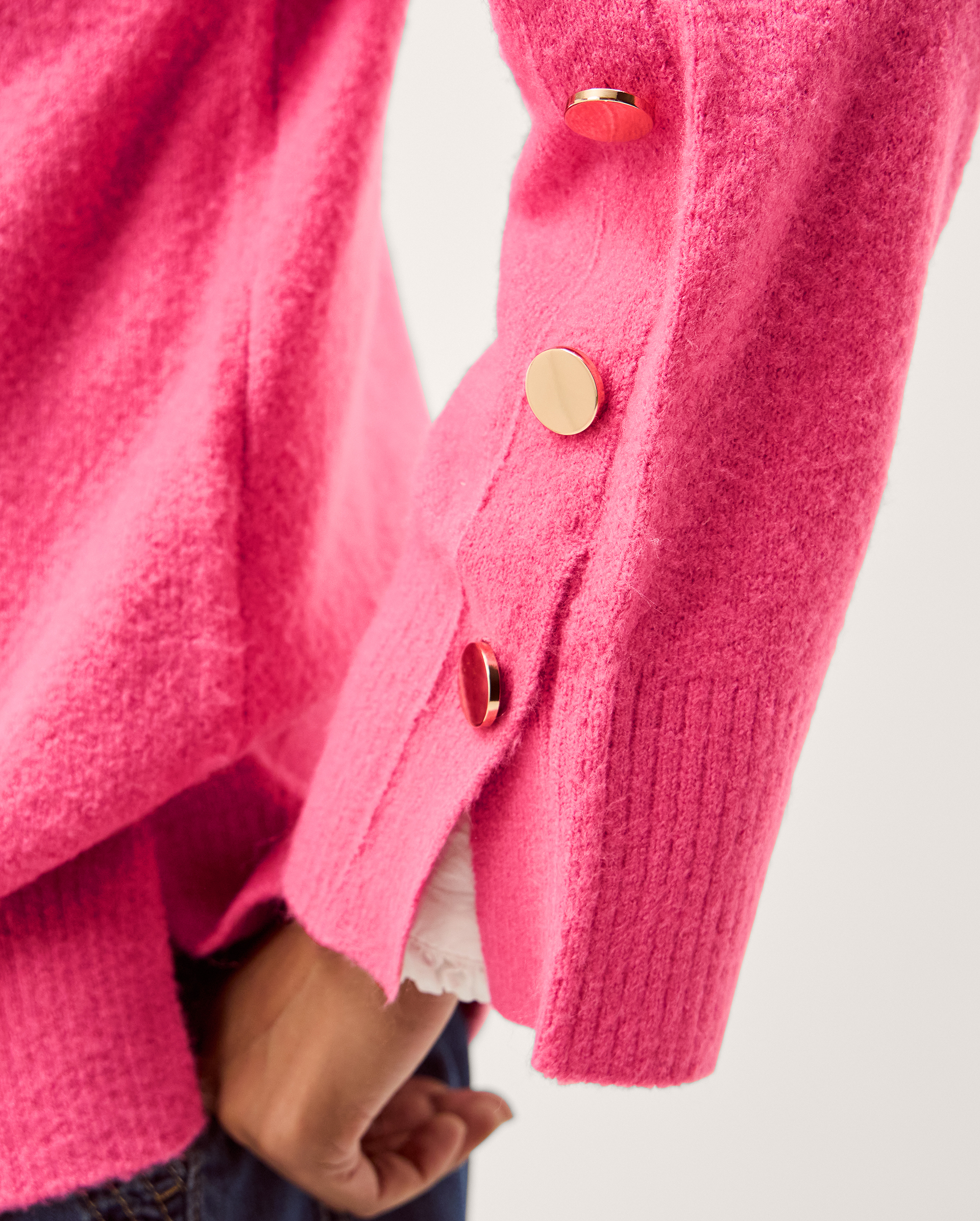 Monsoon Breda Funnel Neck Button Jumper, view 2
