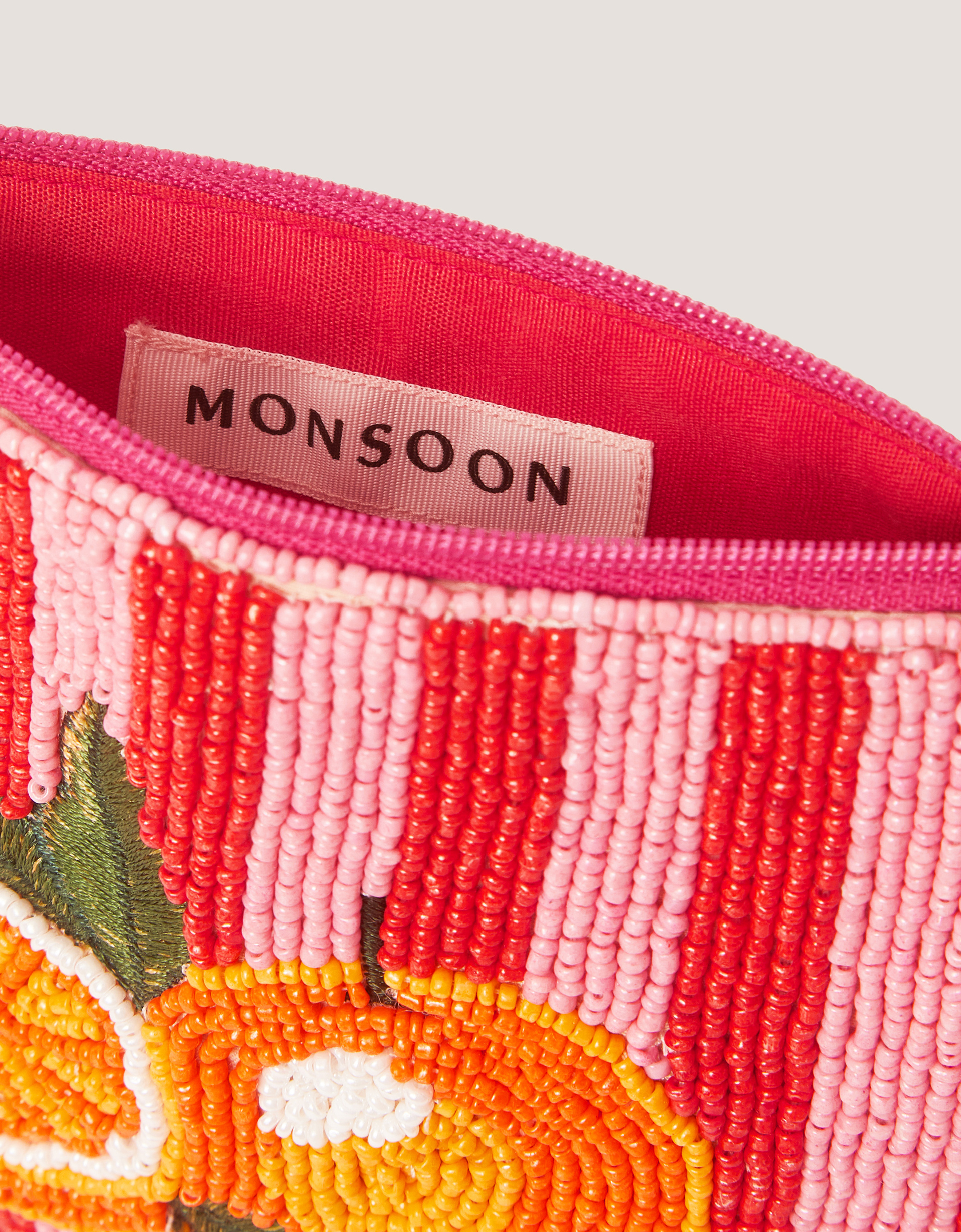 Monsoon Orange Beaded Pouch, view 4