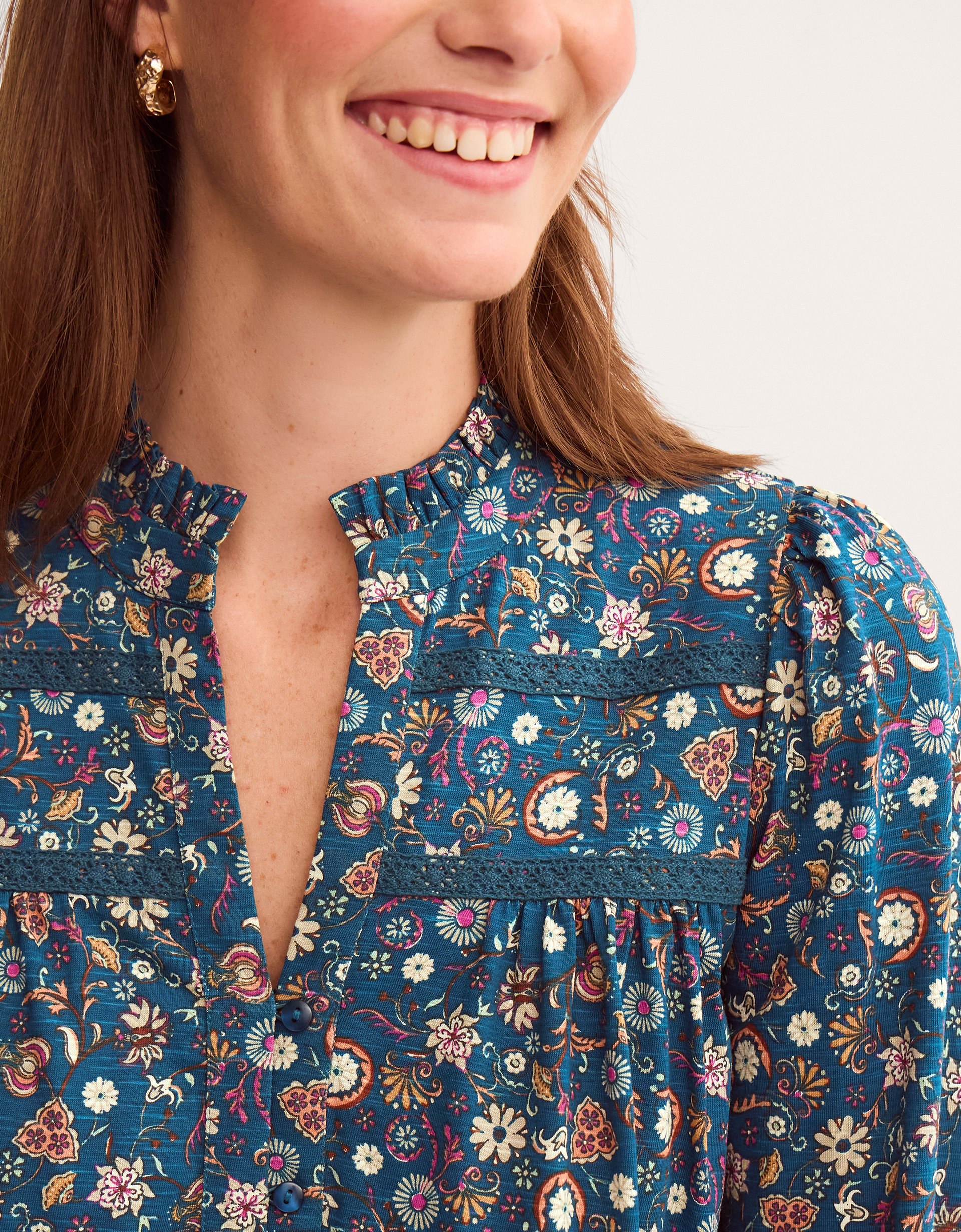 Monsoon Francine Floral Jersey Blouse, view 2