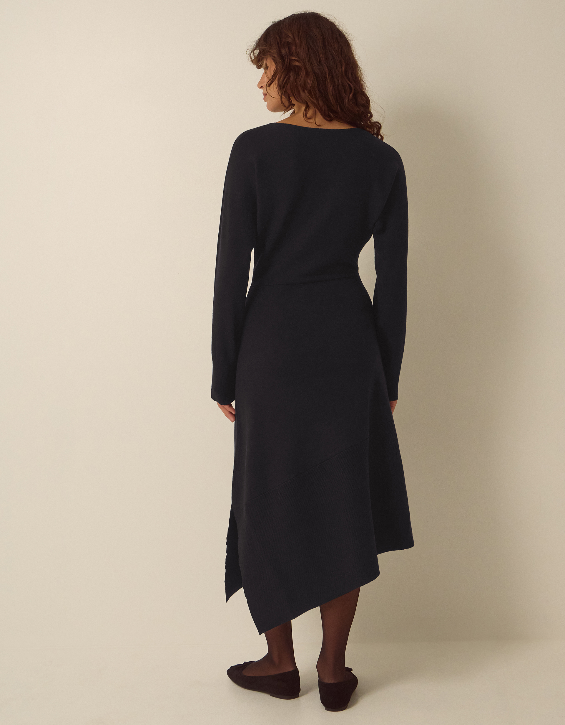 Monsoon Floy Frogging Asymmetrical Knitted Midi Dress, view 4