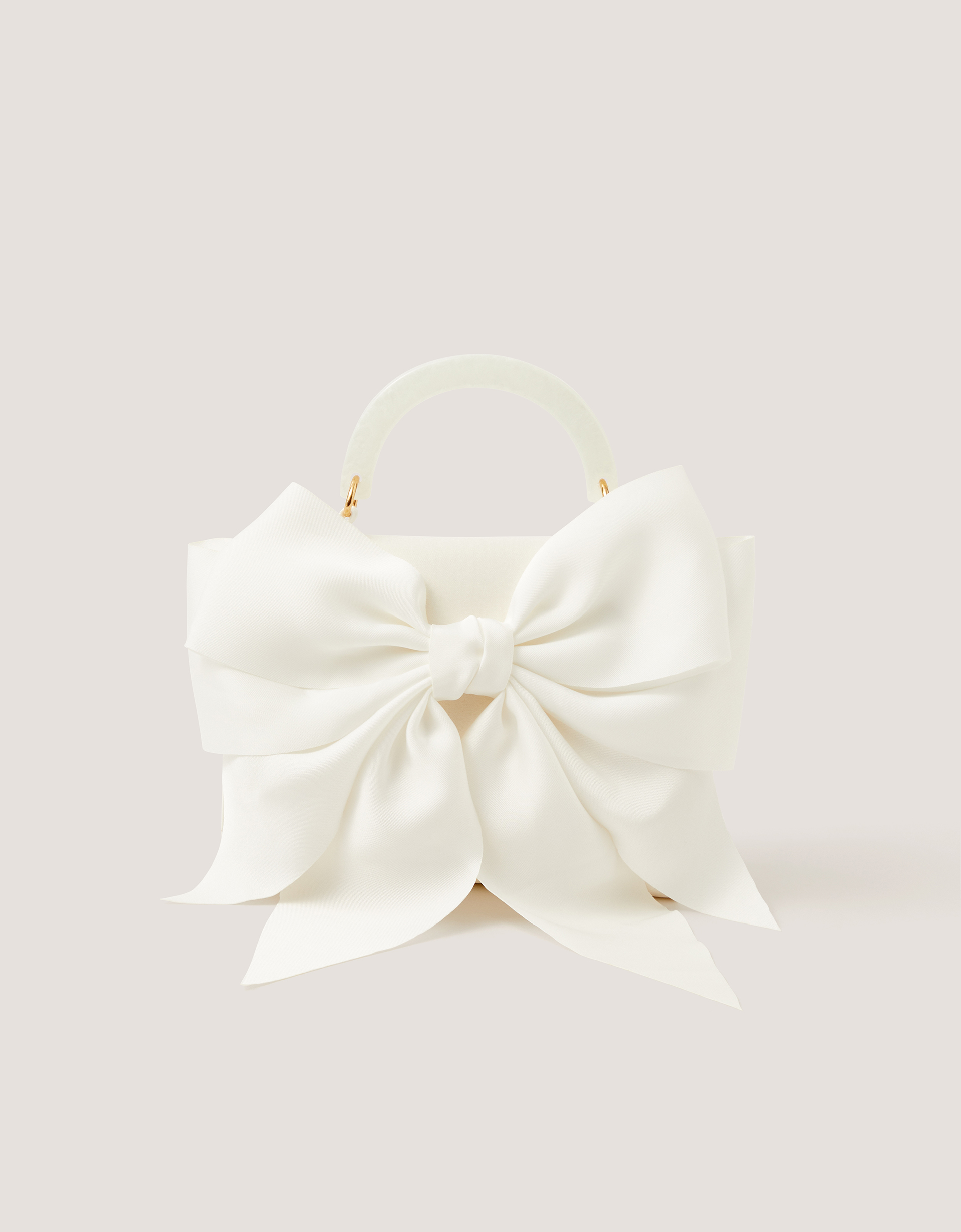 Monsoon Satin Bow Bag in Ivory