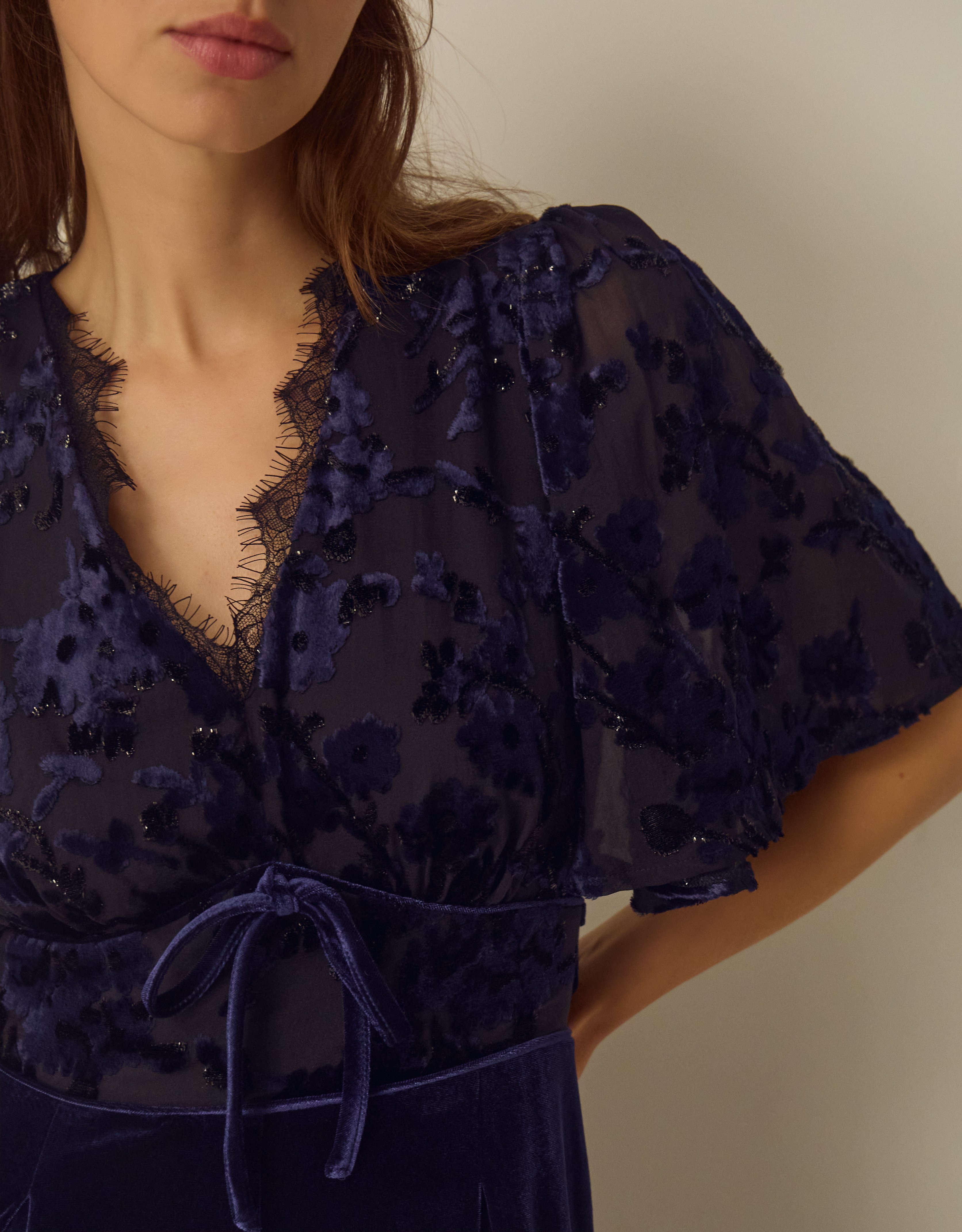 Monsoon Nadine Floral Devoré Velvet Jumpsuit, view 2
