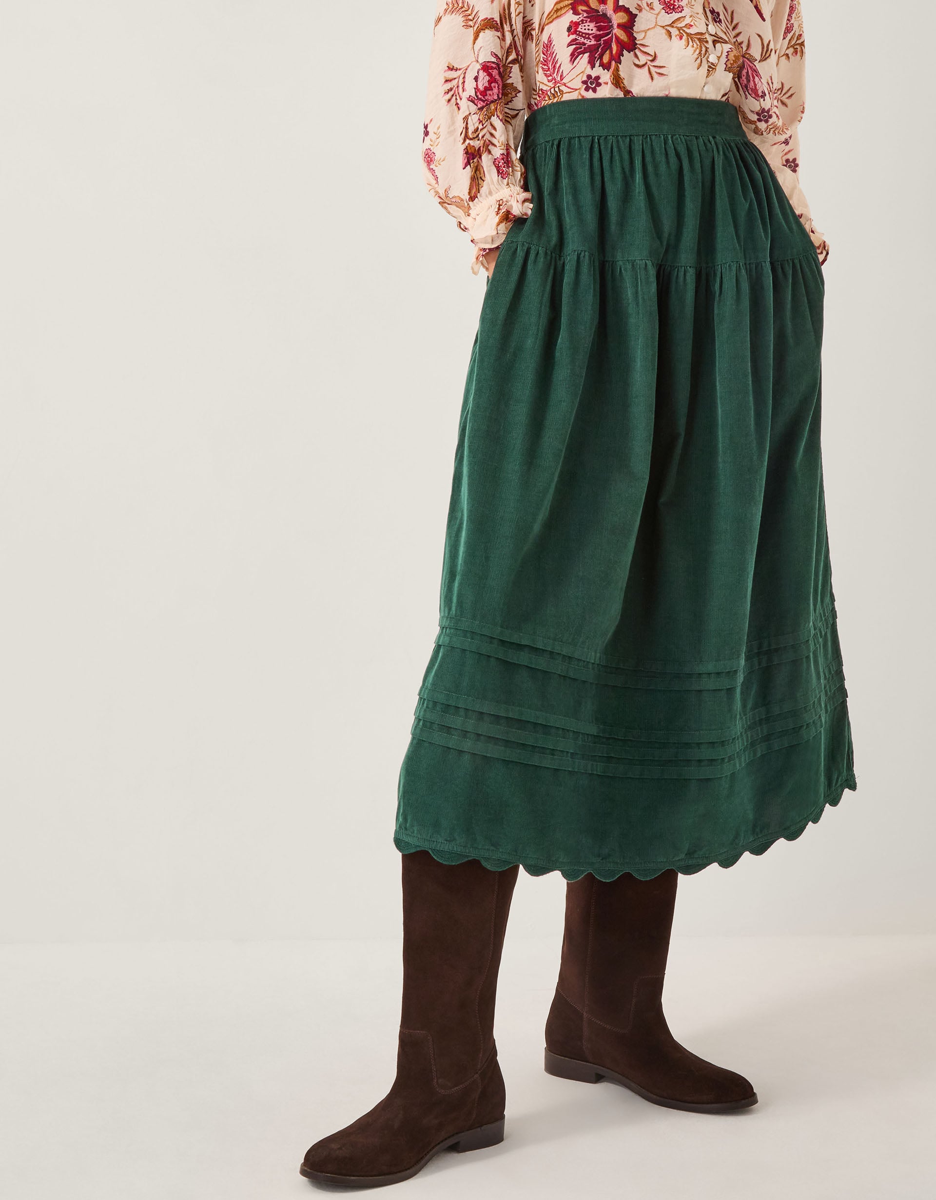 Monsoon Mina Corduroy Midi Skirt, view 2