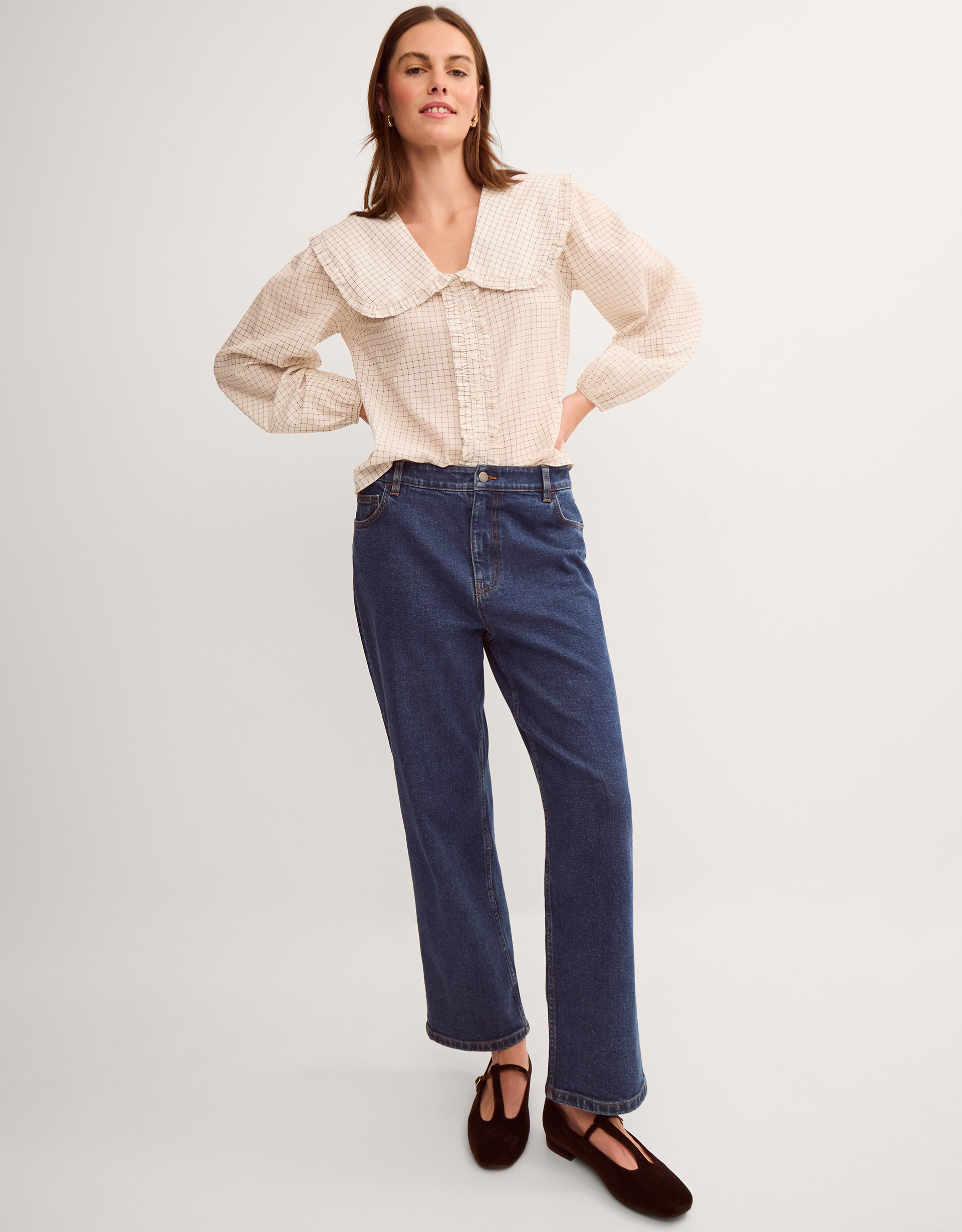 Monsoon Lily Peter Pan Collar Check Shirt, view 4