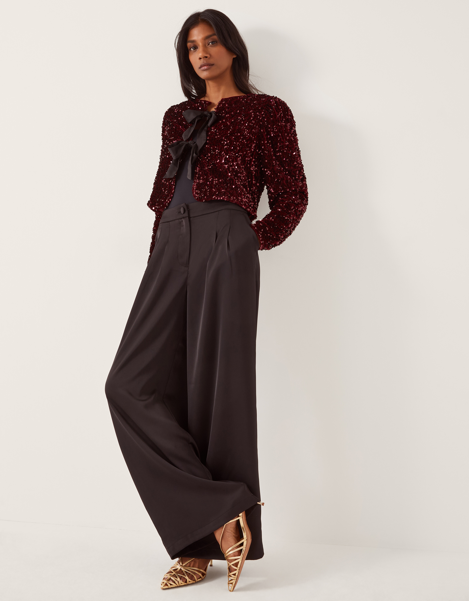 Monsoon Belinda Bow Sequin Jacket, view 2