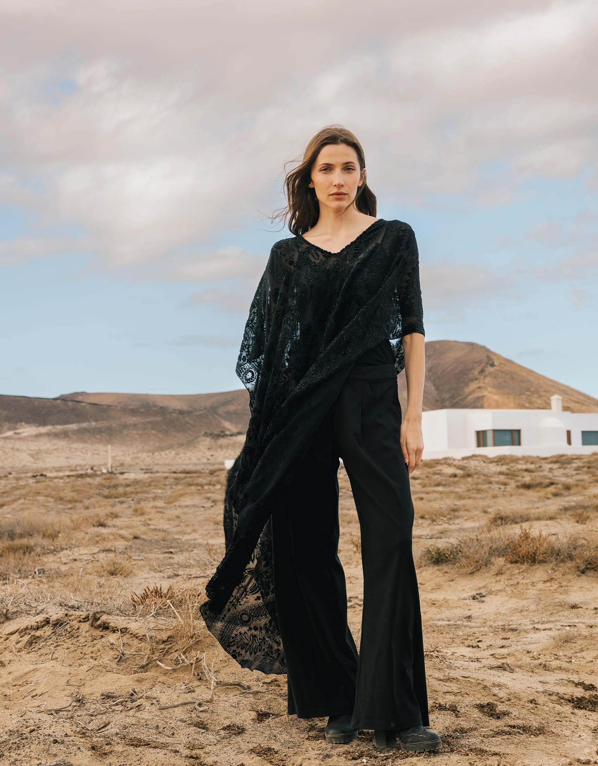 Monsoon Traffic People Tallis Sheer Floral Poncho, view 2