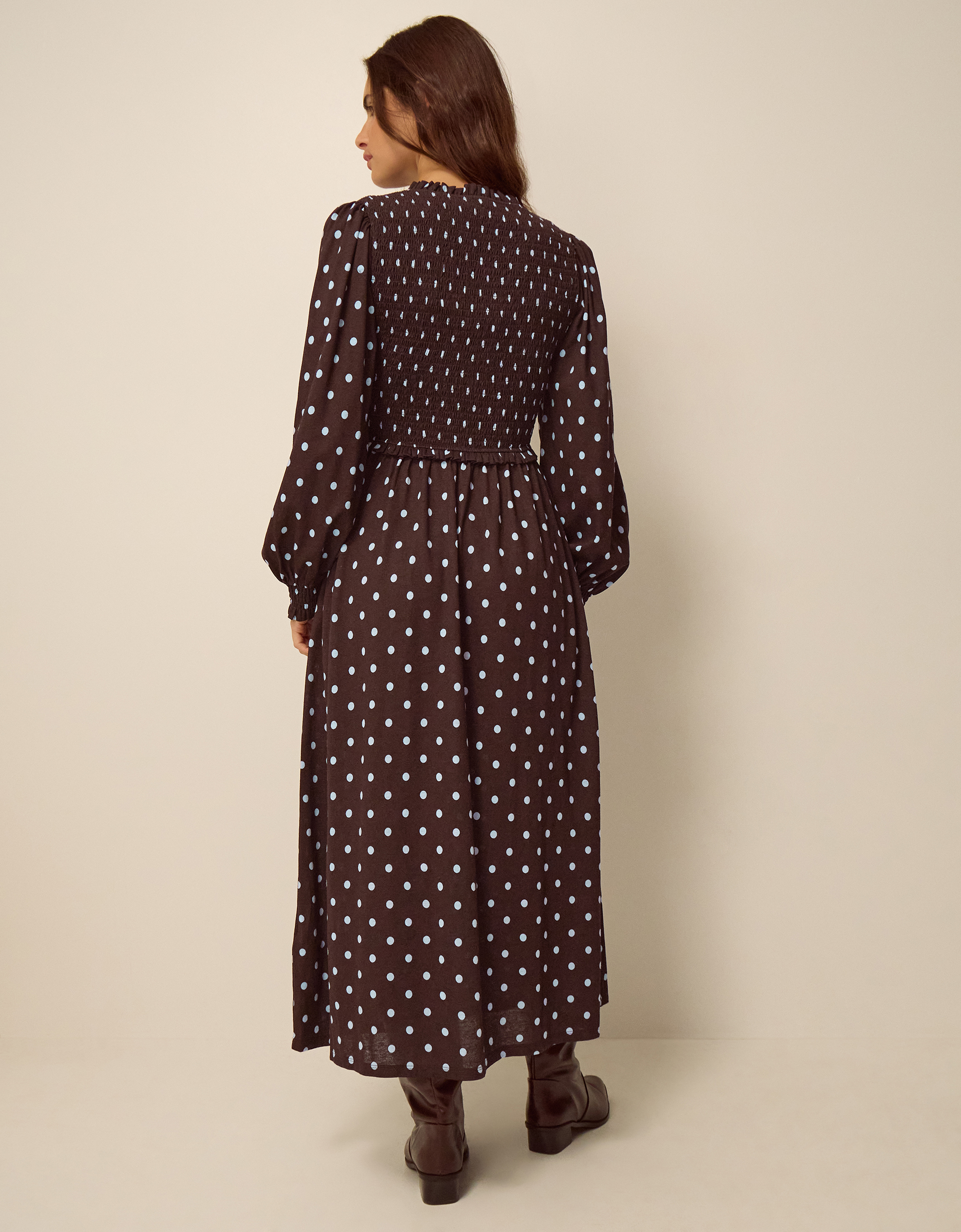 Monsoon Shae Polka Dot Jersey Midi Dress, view 3
