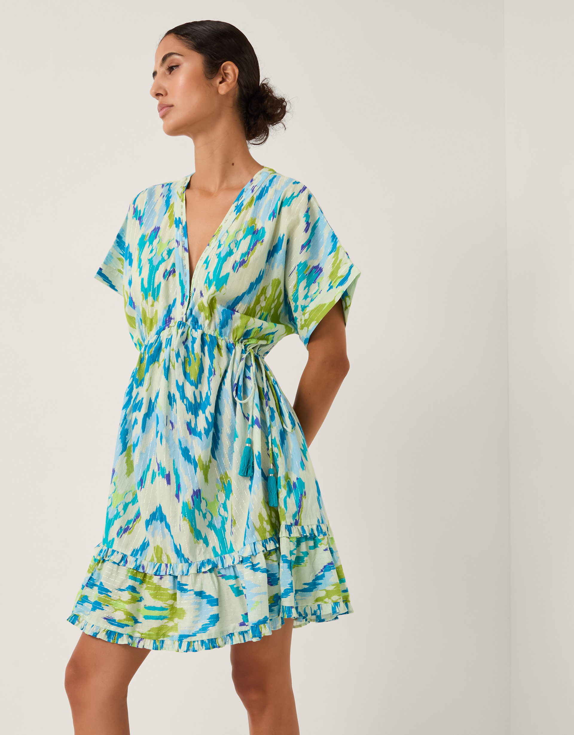Monsoon Coralie Print Mini Kaftan, view 4