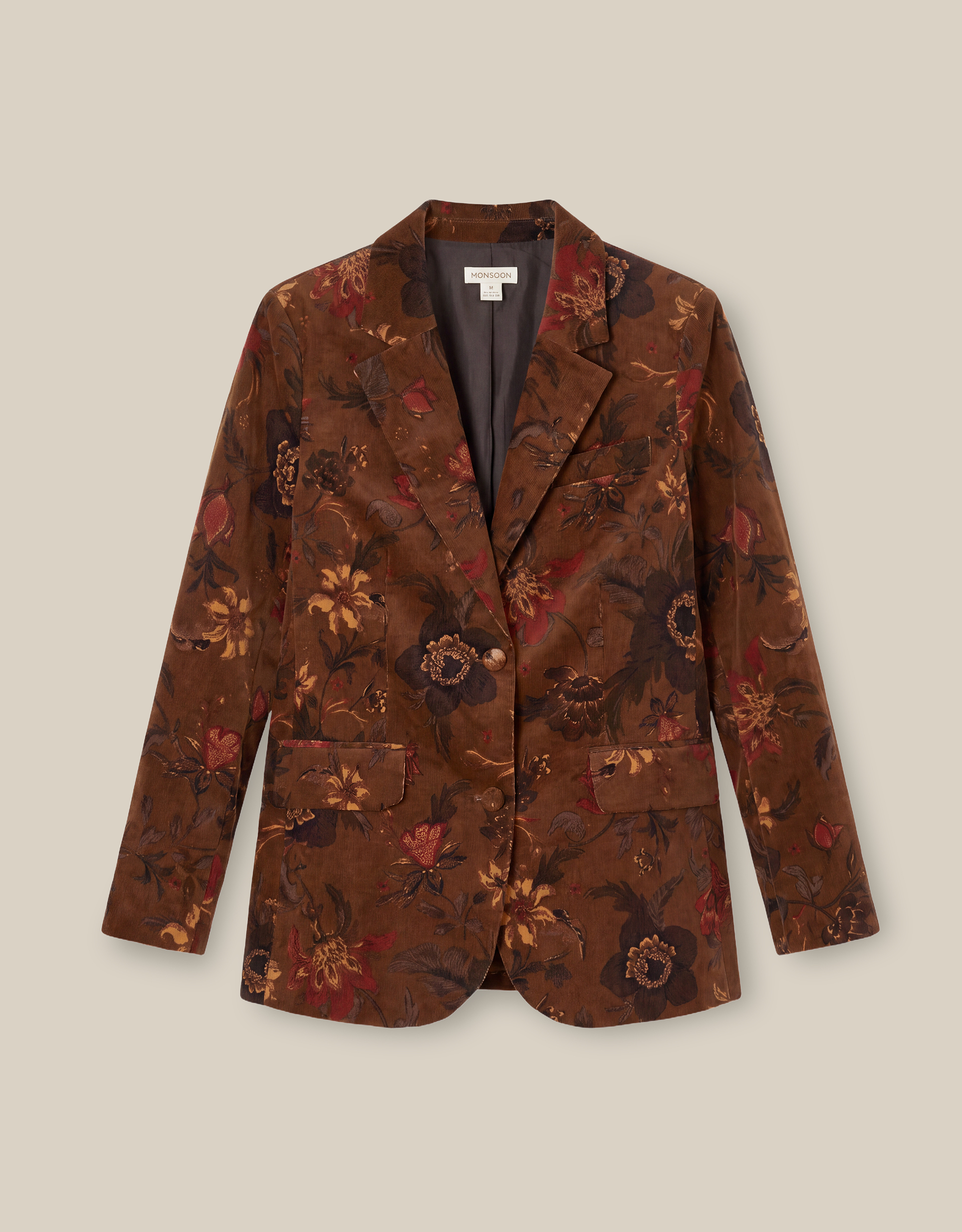 Monsoon Princella Floral Corduroy Blazer, view 6