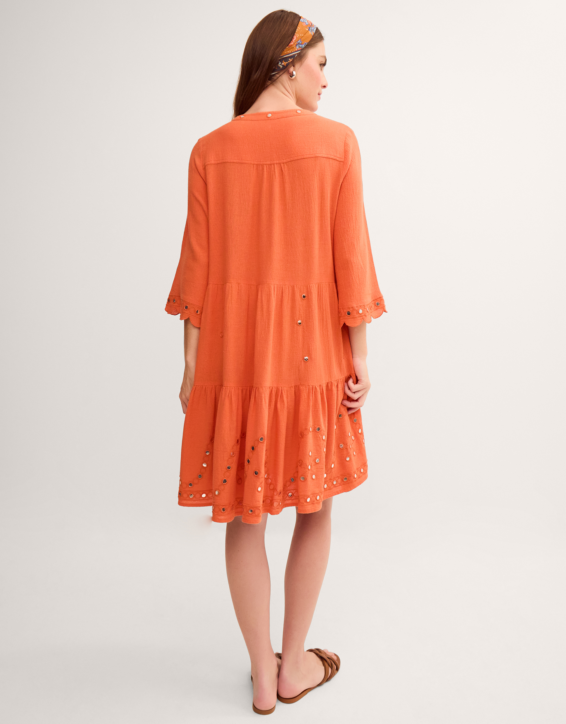 Monsoon Maddie Mirror Midi Kaftan in Orange, view 3