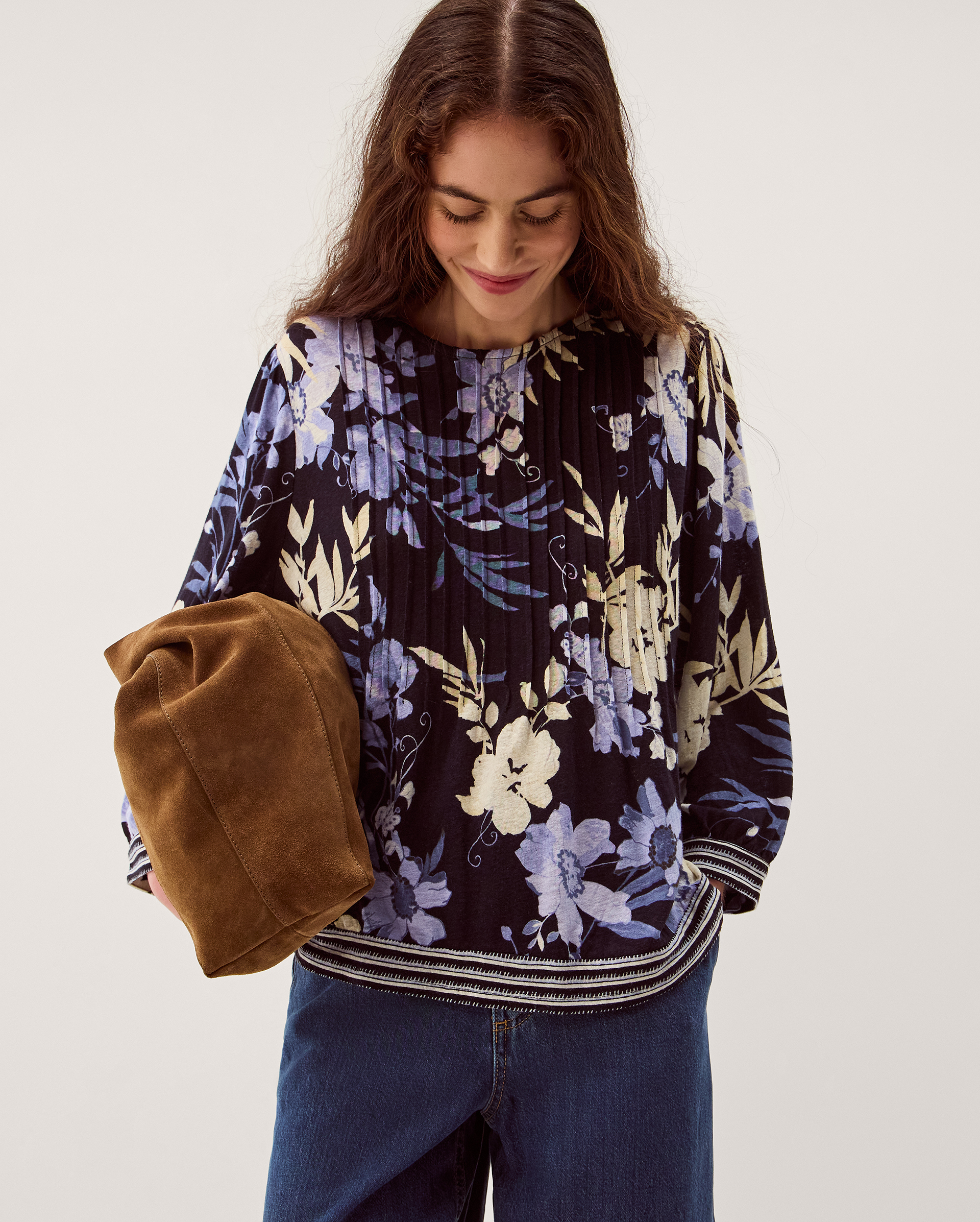 Monsoon Nicolette Floral Linen Blend Top