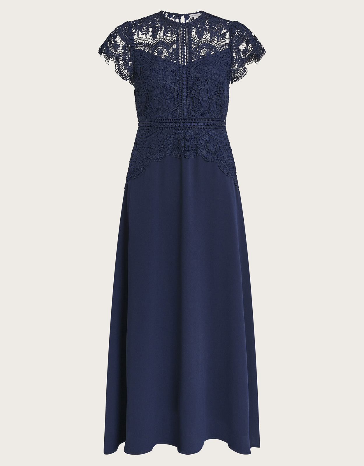 Image of Monsoon Monica Lace Midi Bridesmaid Dress Blue Navy female 6