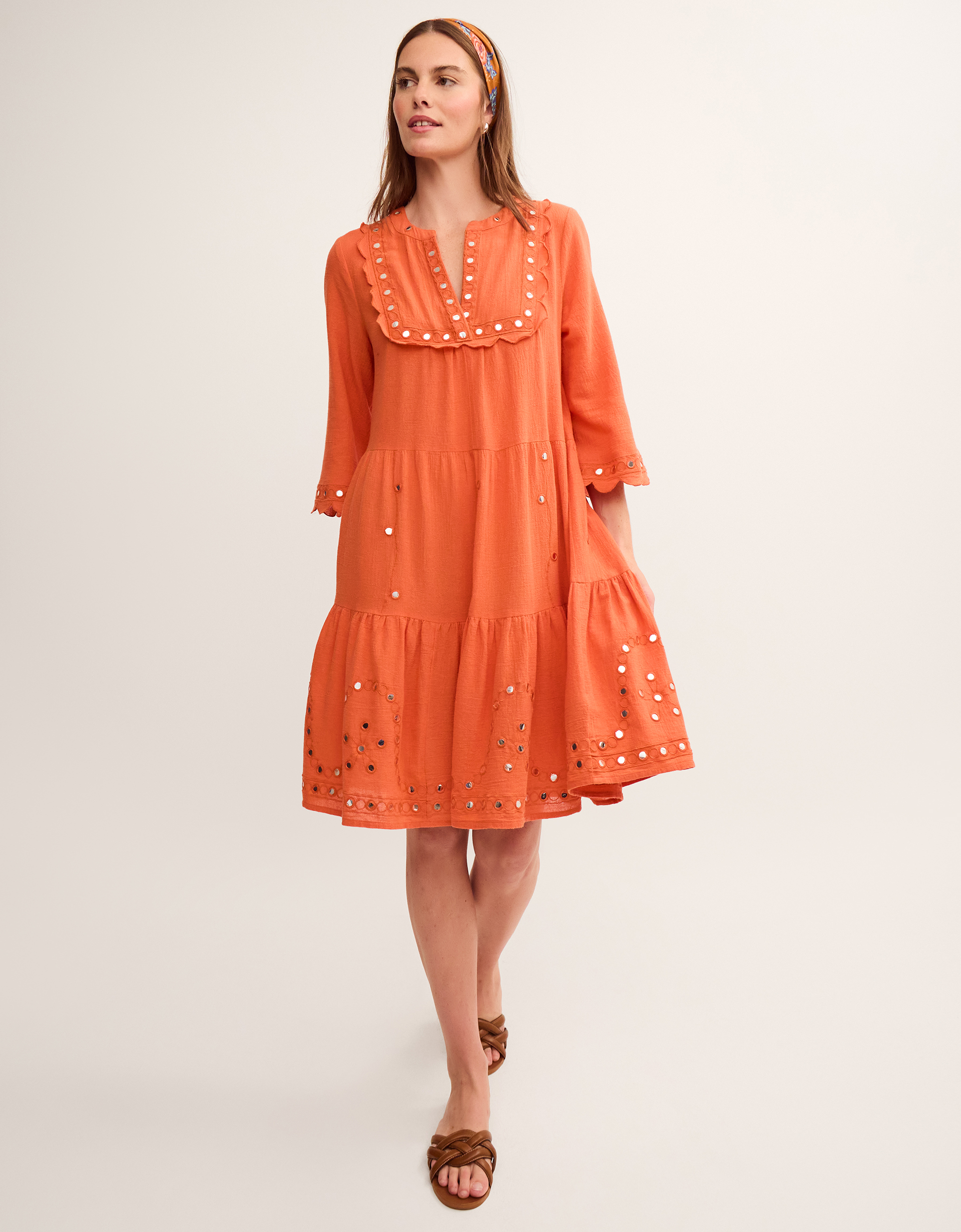 Monsoon Maddie Mirror Midi Kaftan in Orange