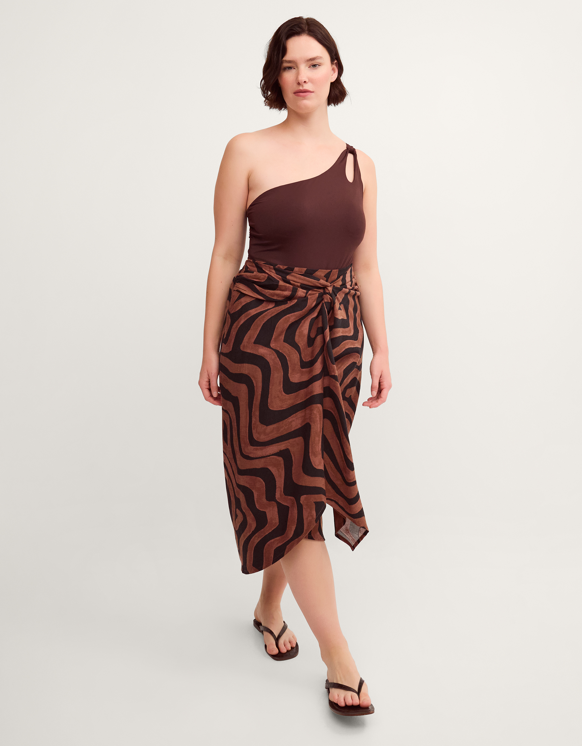 Monsoon Callie Thorpe x Monsoon Wave Print Linen Blend Sarong Skirt