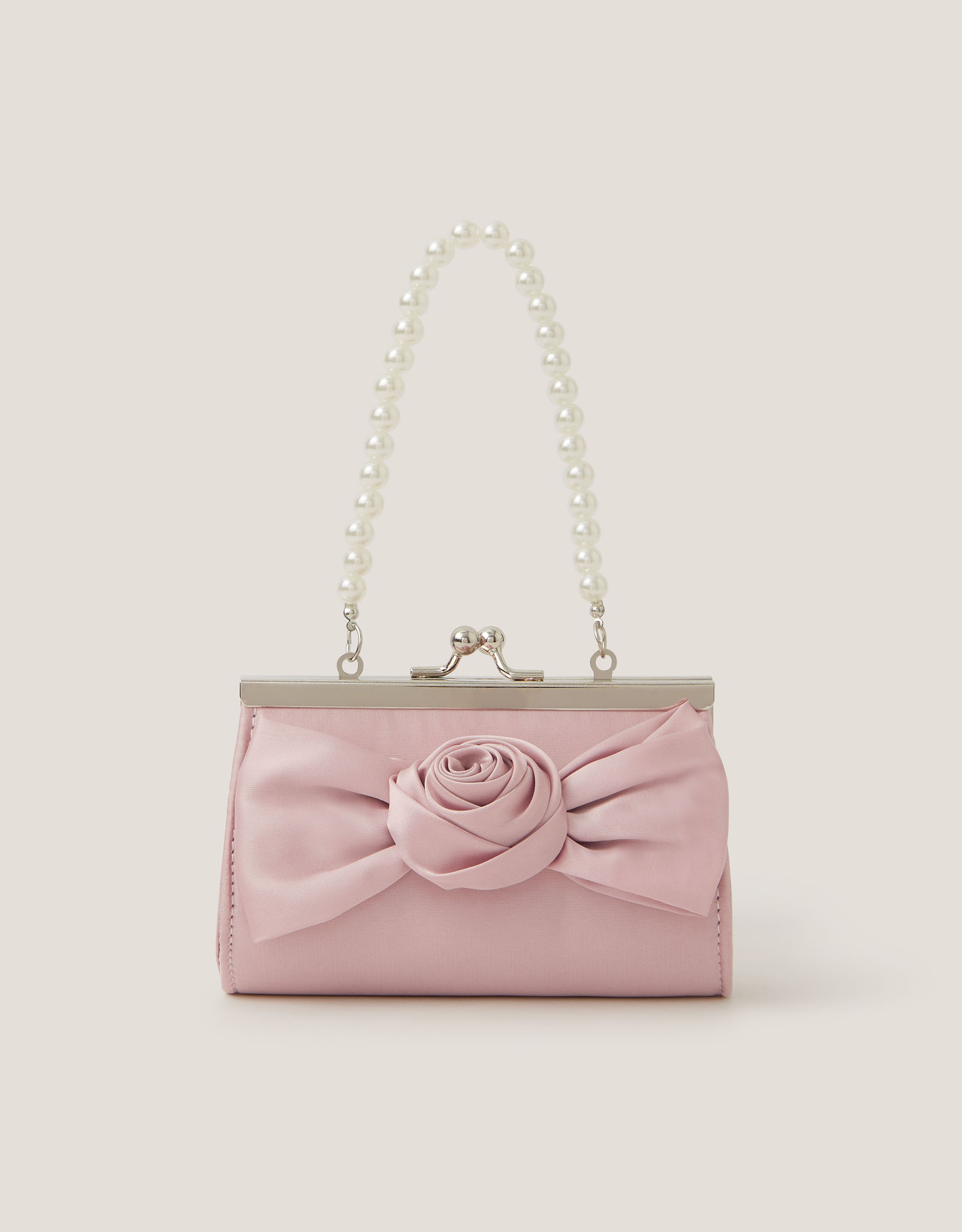 Monsoon Satin Rose Bow Mini Bag in Pink
