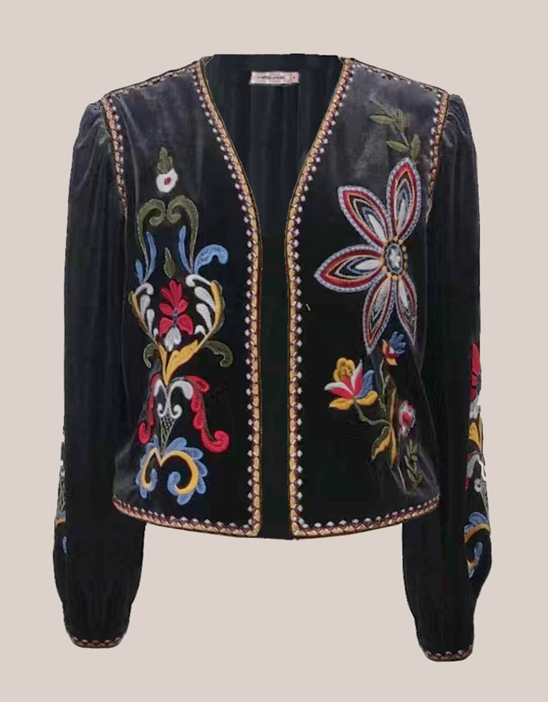 Monsoon Traffic People Folklore Embroidered Velvet Jacket