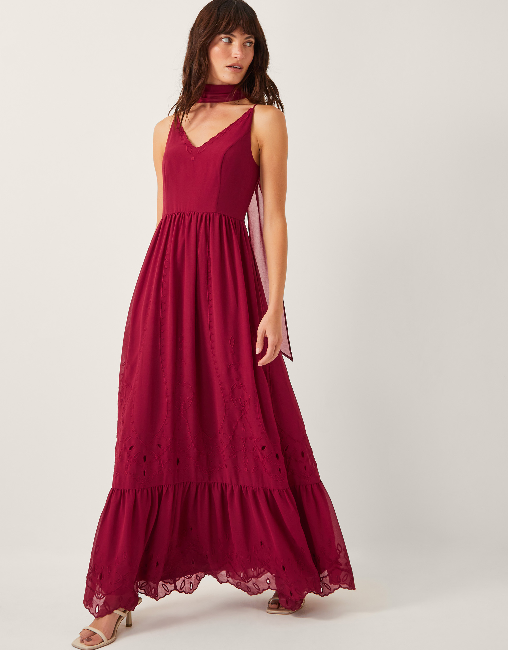 Monsoon Clare Cutwork Maxi Dress & Scarf
