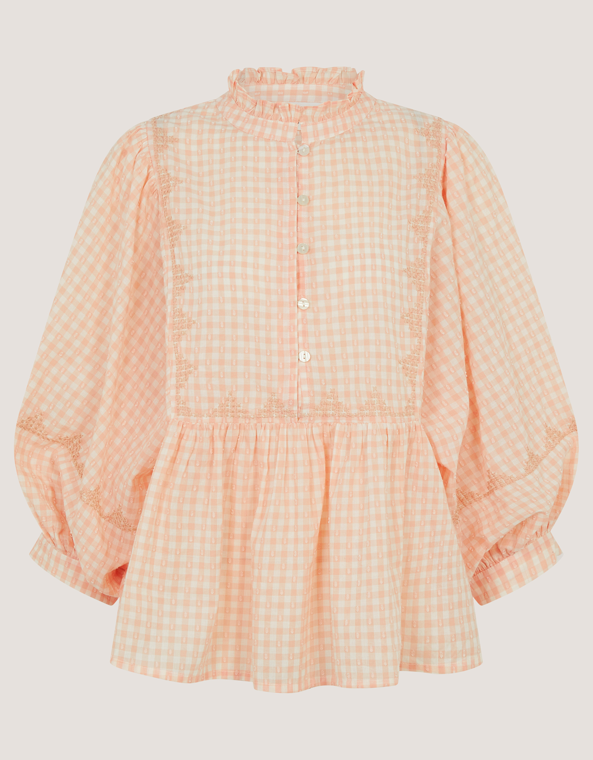 Monsoon Jemima Embroidered Gingham Blouse, view 5