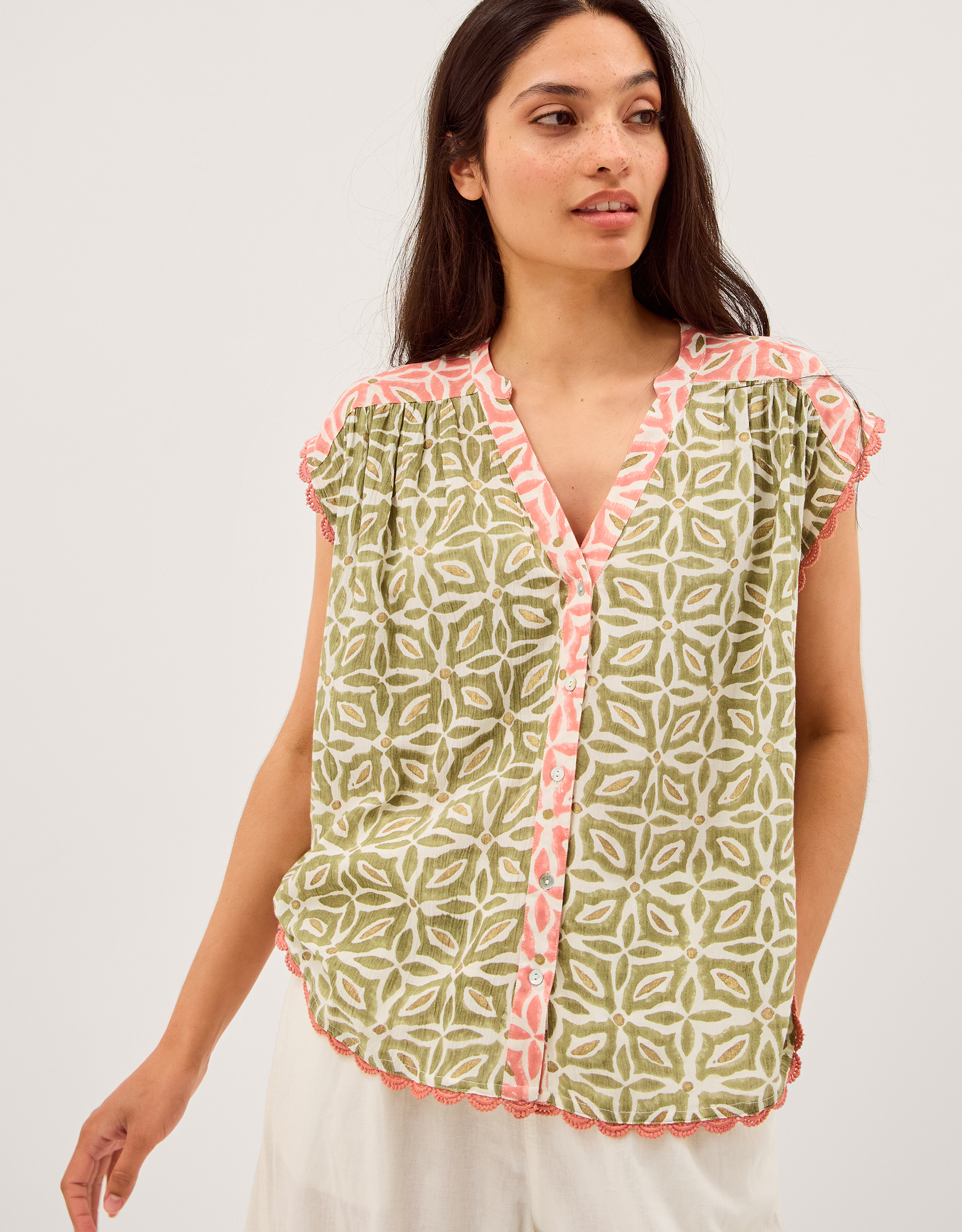 Monsoon Elma Sleeveless Print Top, view 4