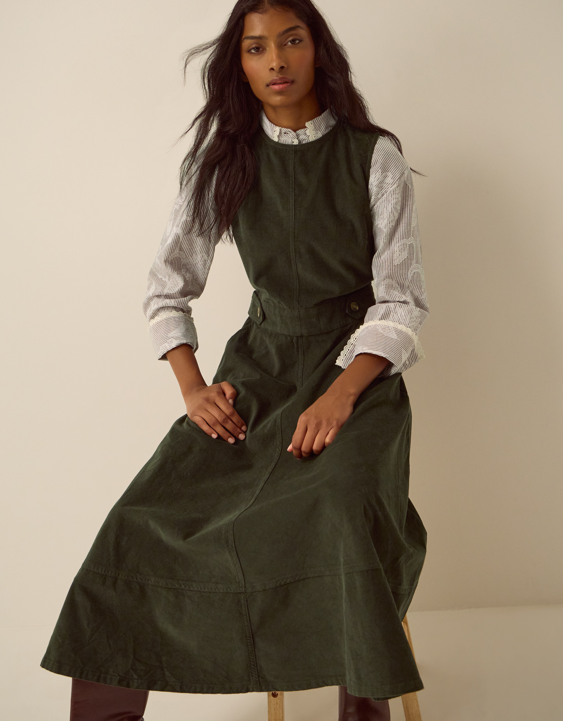Monsoon Ella Sleeveless Corduroy Midi Dress, view 3