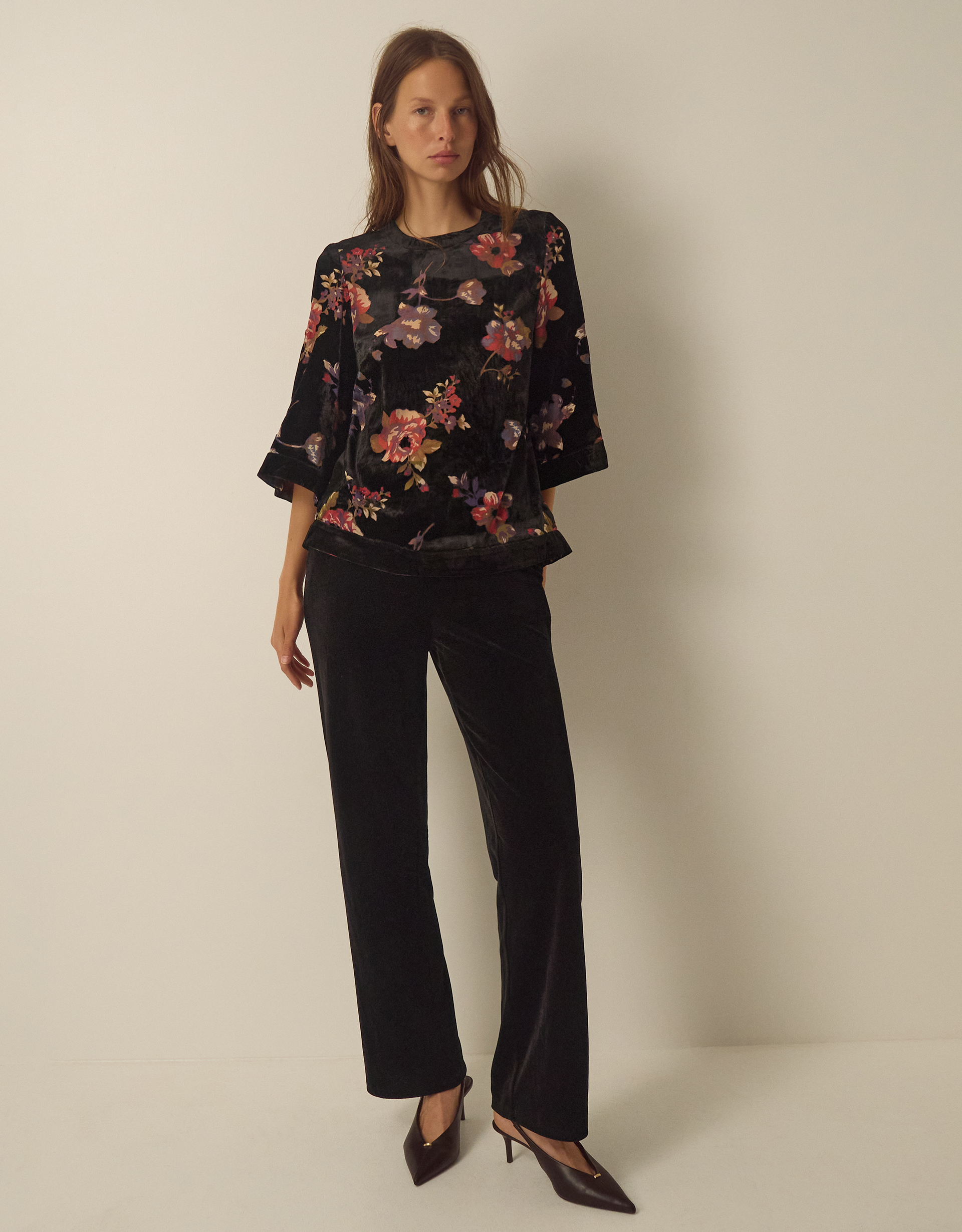 Monsoon Abril Floral Devoré Velvet Top, view 4