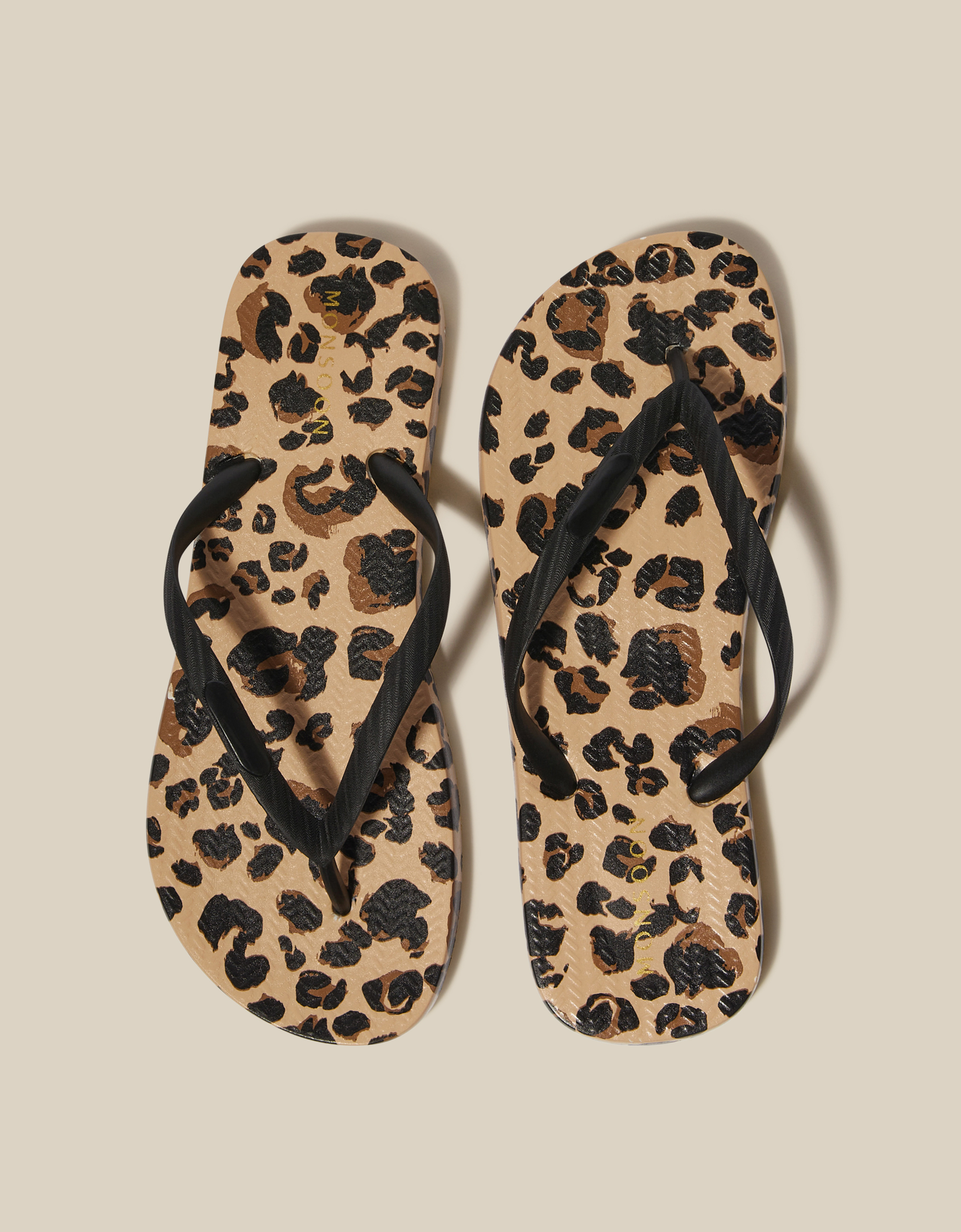 Monsoon Leopard Print Flip Flops