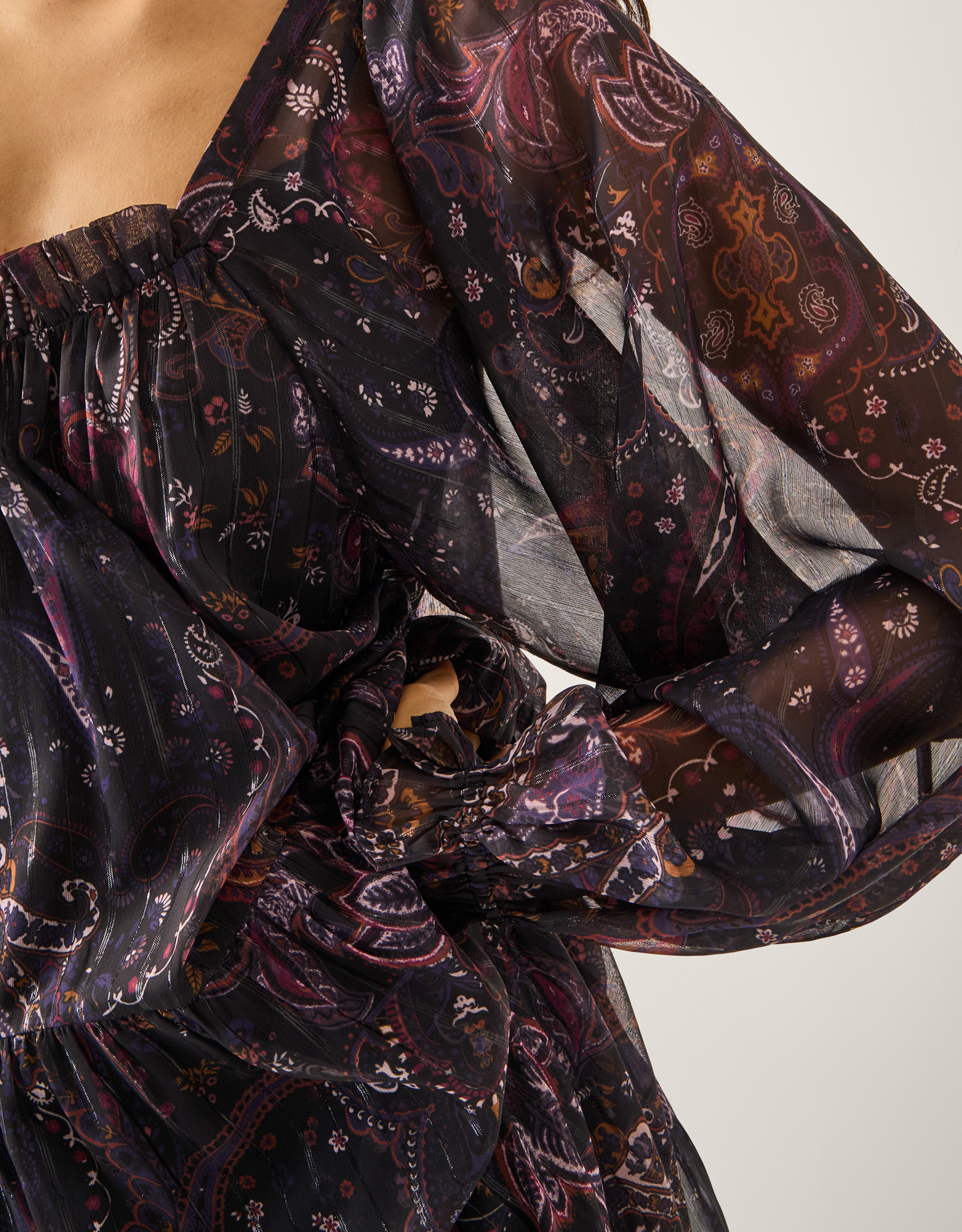 Monsoon Marianna Paisley Print Tiered Midi Dress, view 2